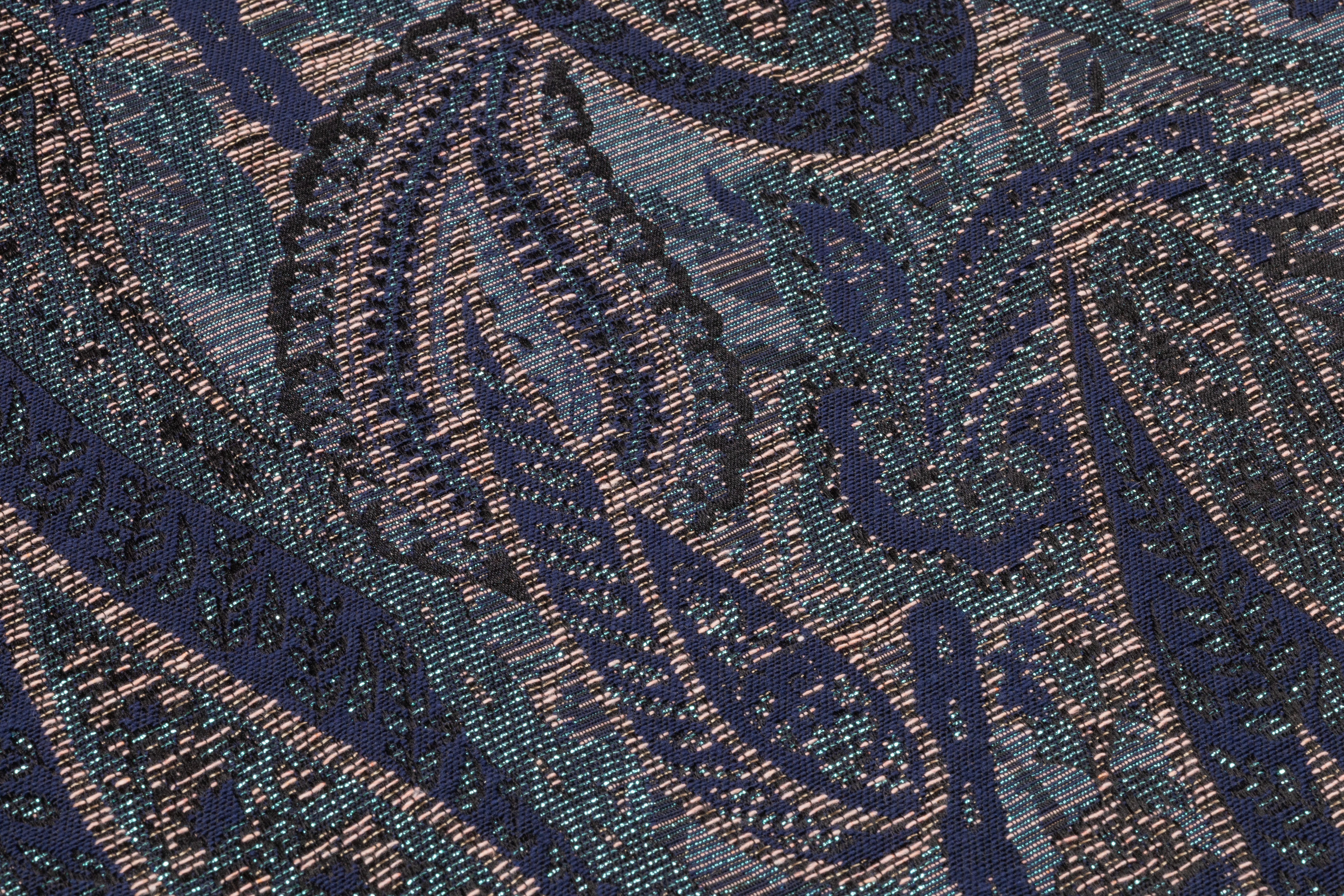 Paisley Metallic Italian Brocade - Blue / Blush
