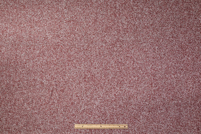 Two-Tone Herringbone Italian Wool Boucle - Off White / Brick Red