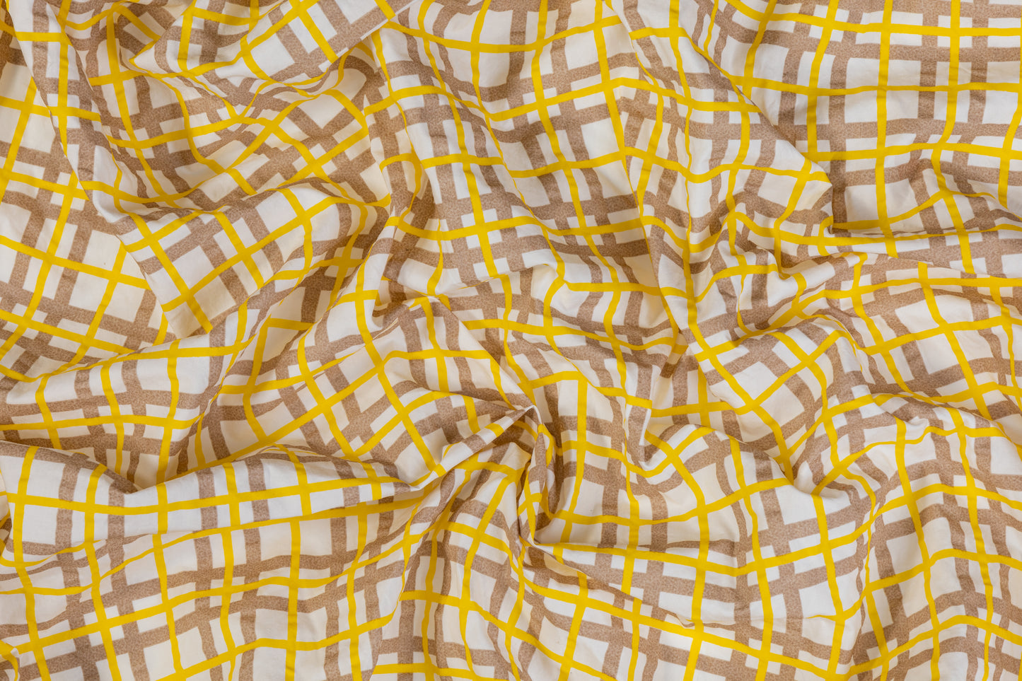 Plaid Crushed Taffeta - Yellow / White / Brown