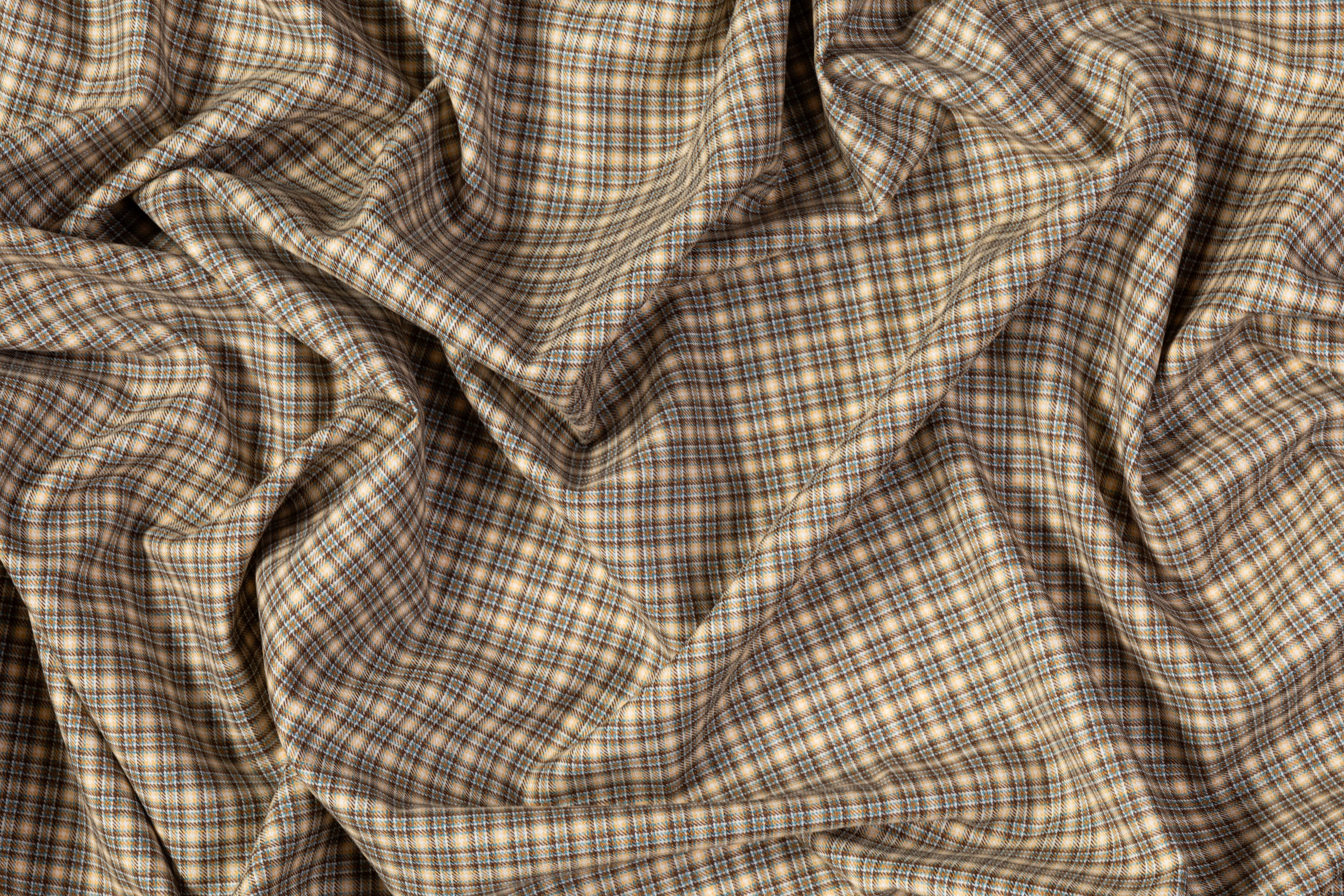 Carlo Barbera - Checked Italian Wool Suiting - Tan / Blue / Brown