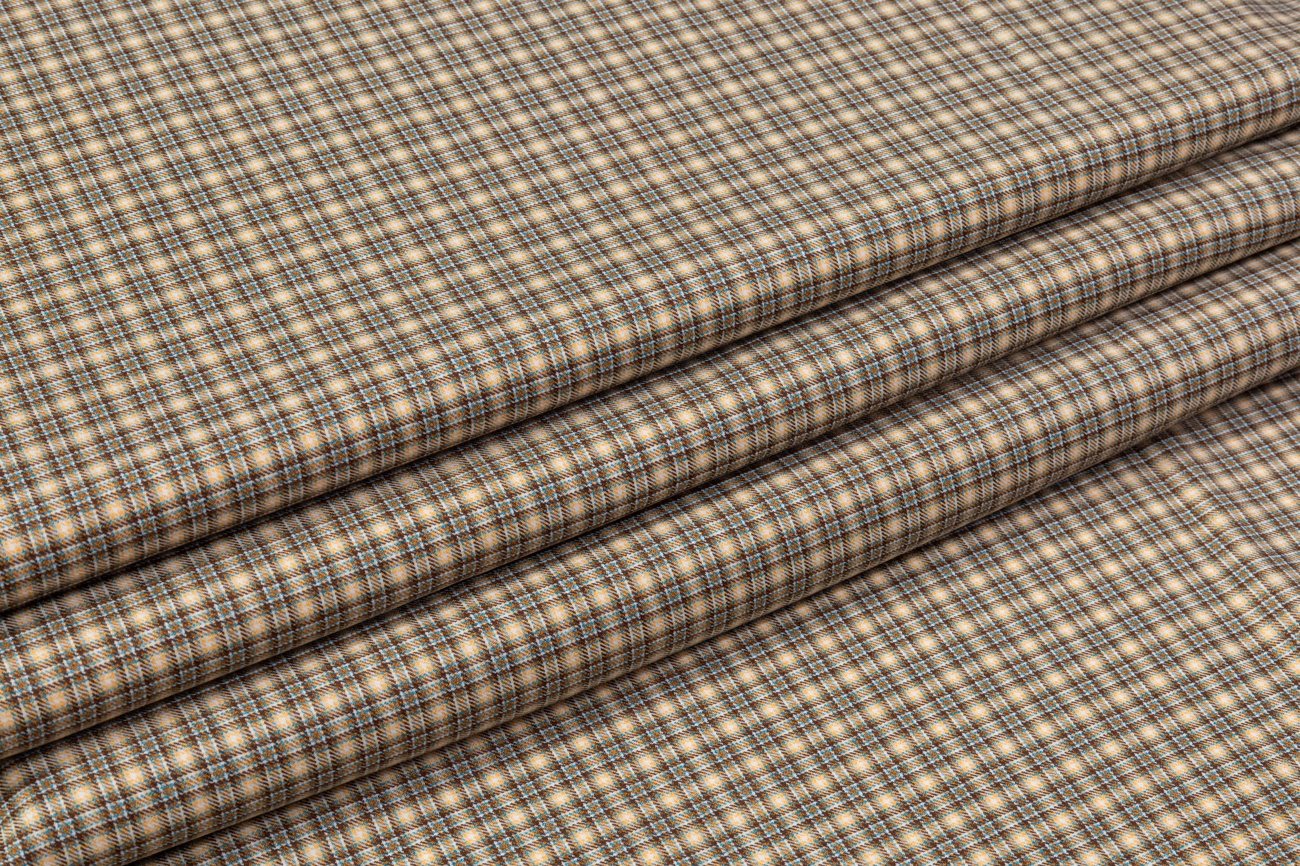 Carlo Barbera - Checked Italian Wool Suiting - Tan / Blue / Brown