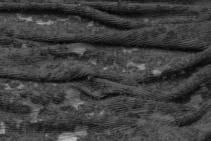Pleated Chiffon with Short Fringe Design - Black