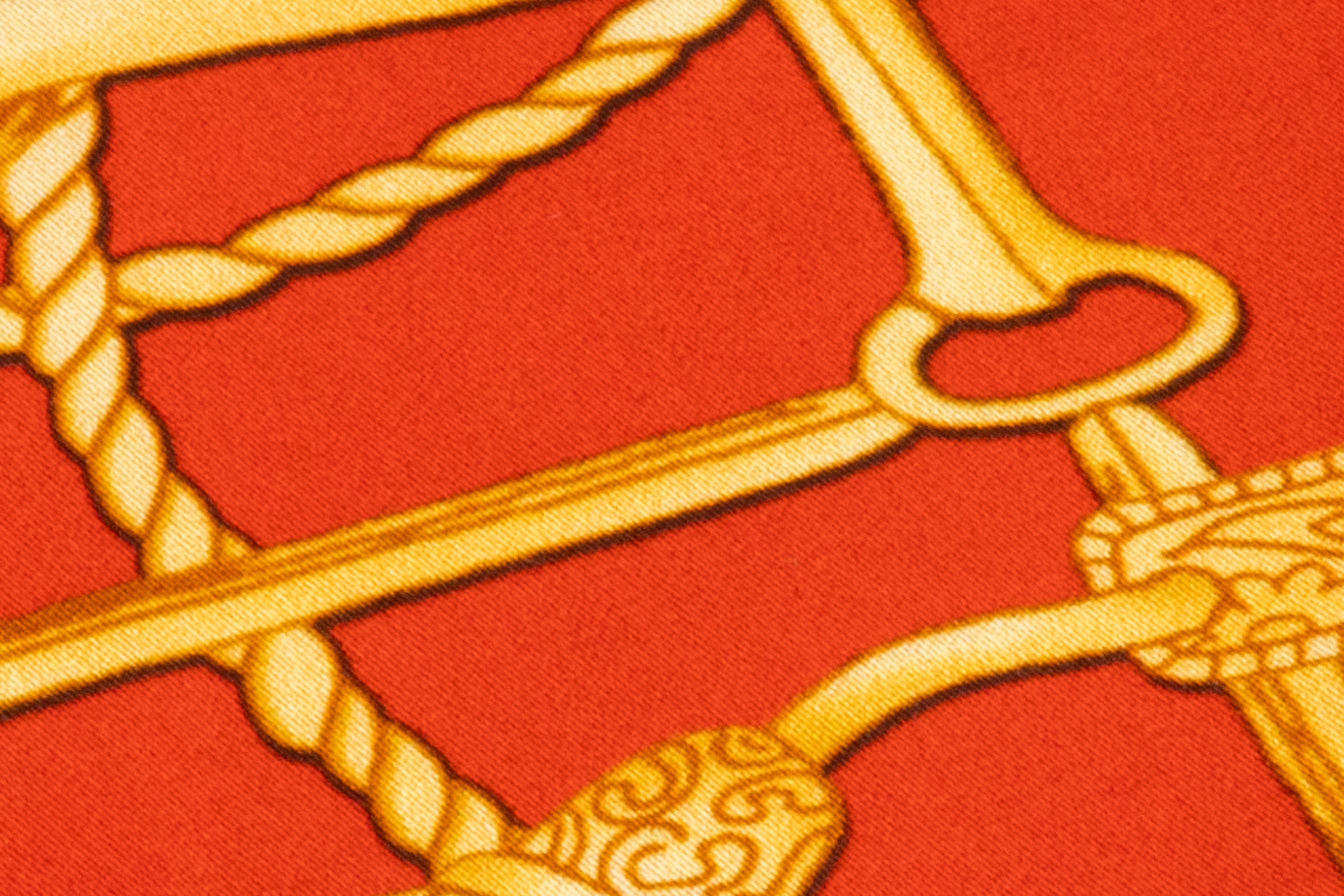 Ratti - Equestrian Rope Print Italian Cotton Sateen - Red / Gold