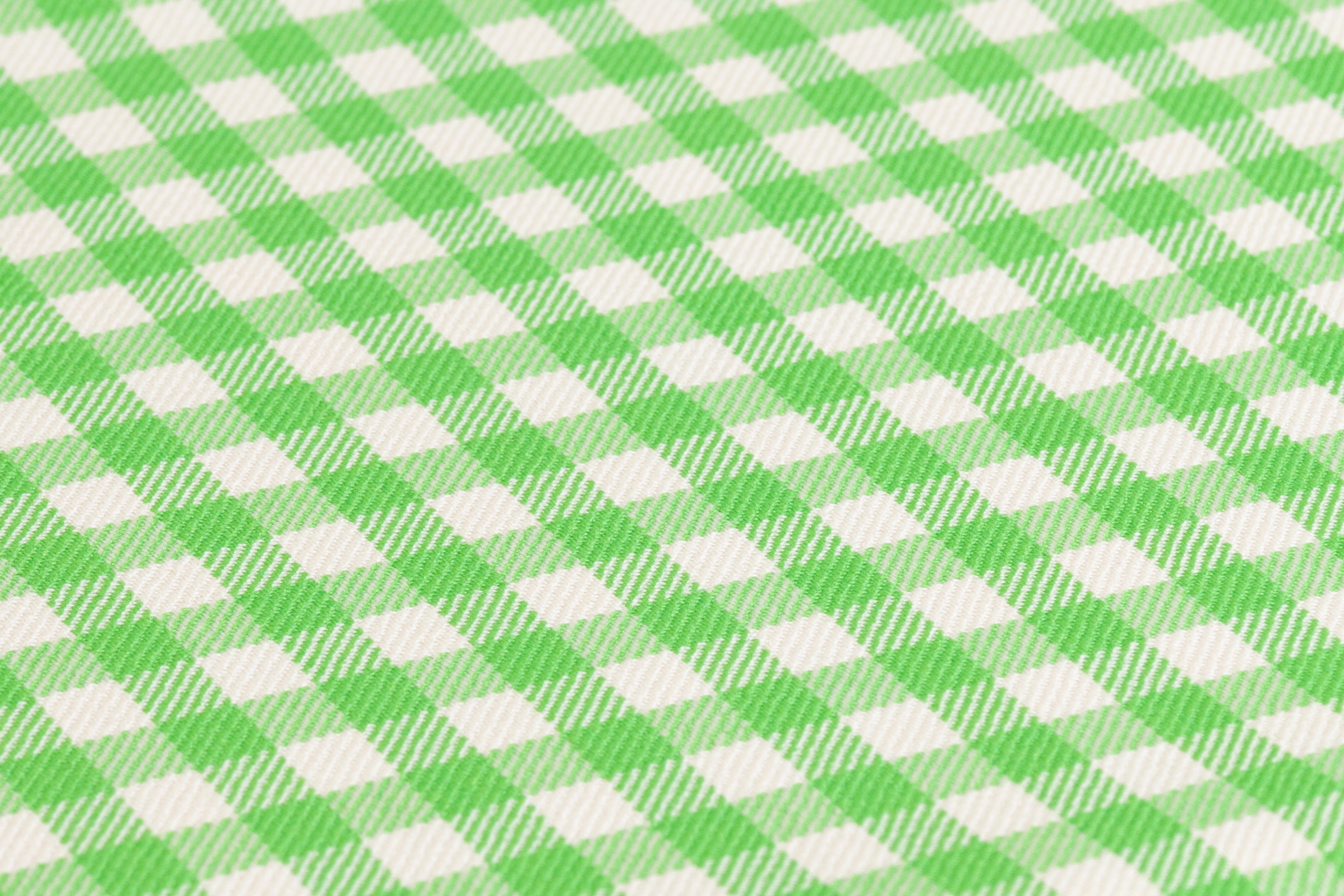 Gingham Checked Italian Wool Suiting - Green / Off White