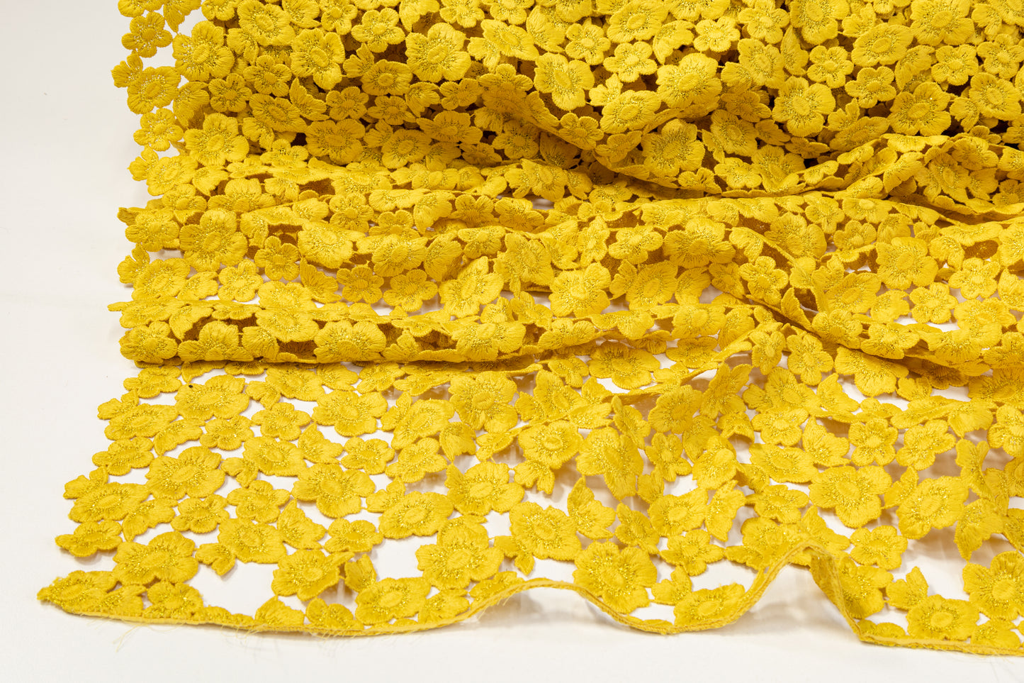 Floral Metallic Guipure Lace - Yellow