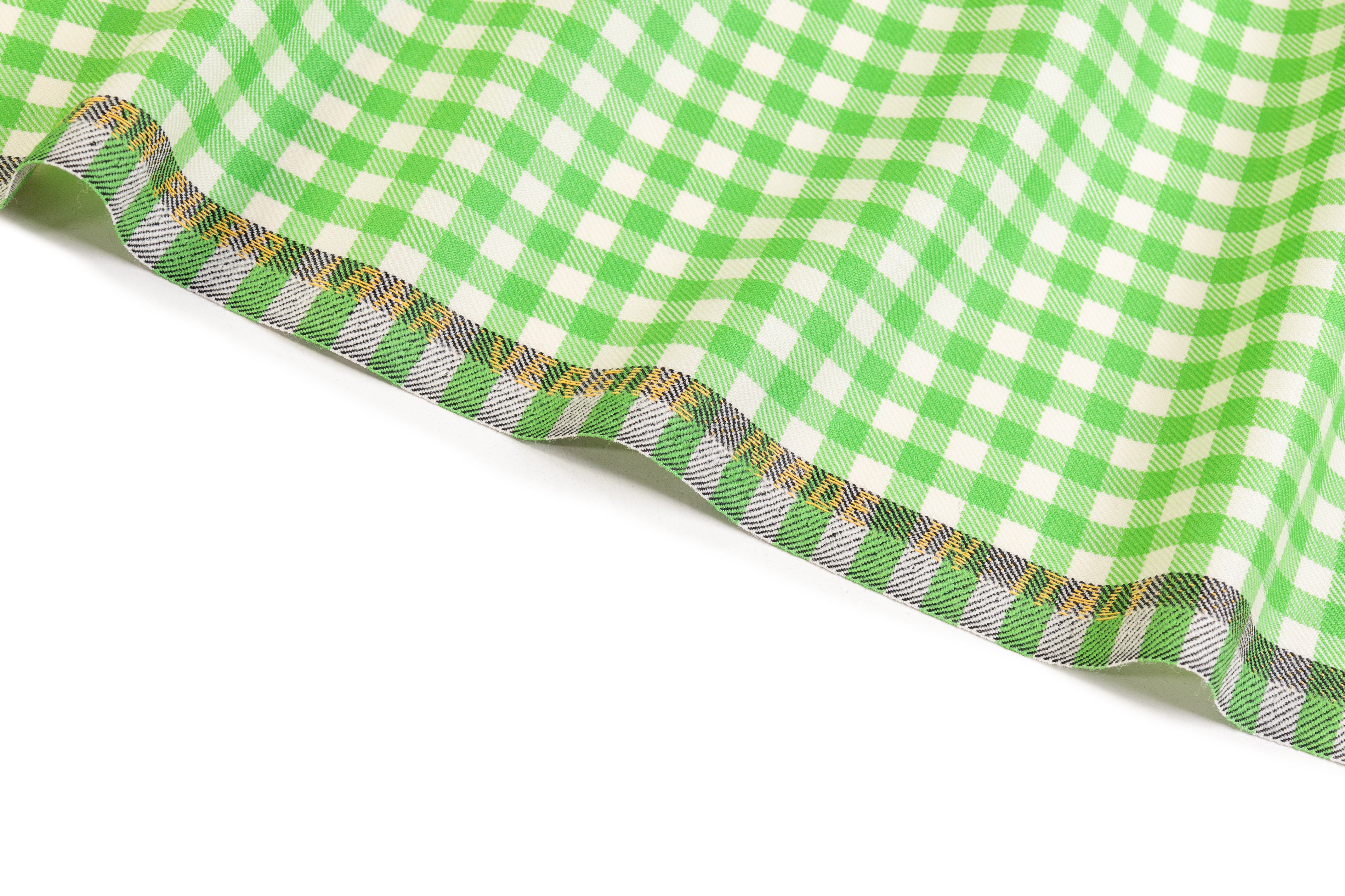 Gingham Checked Italian Wool Suiting - Green / Off White