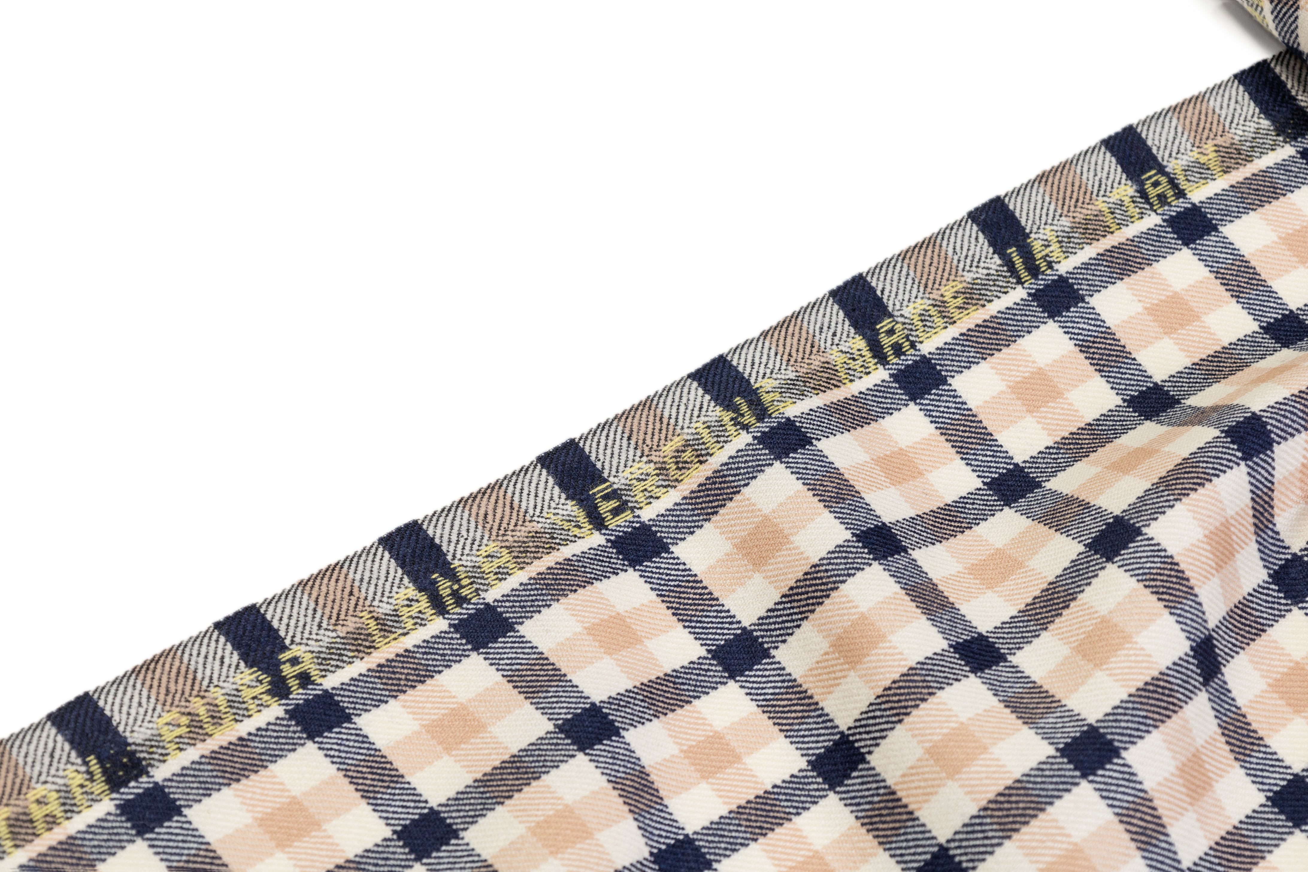 Checked Italian Wool Suiting - Beige / Navy