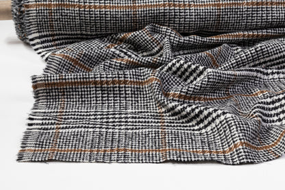Glen Check Italian Wool Nylon Tweed Coating - Black / White / Brown