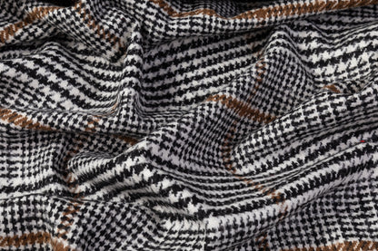 Glen Check Italian Wool Nylon Tweed Coating - Black / White / Brown