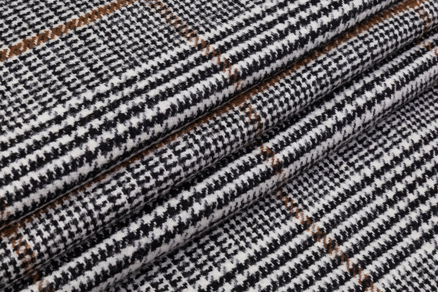 Glen Check Italian Wool Nylon Tweed Coating - Black / White / Brown