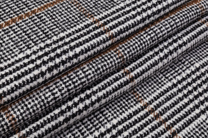 Glen Check Italian Wool Nylon Tweed Coating - Black / White / Brown