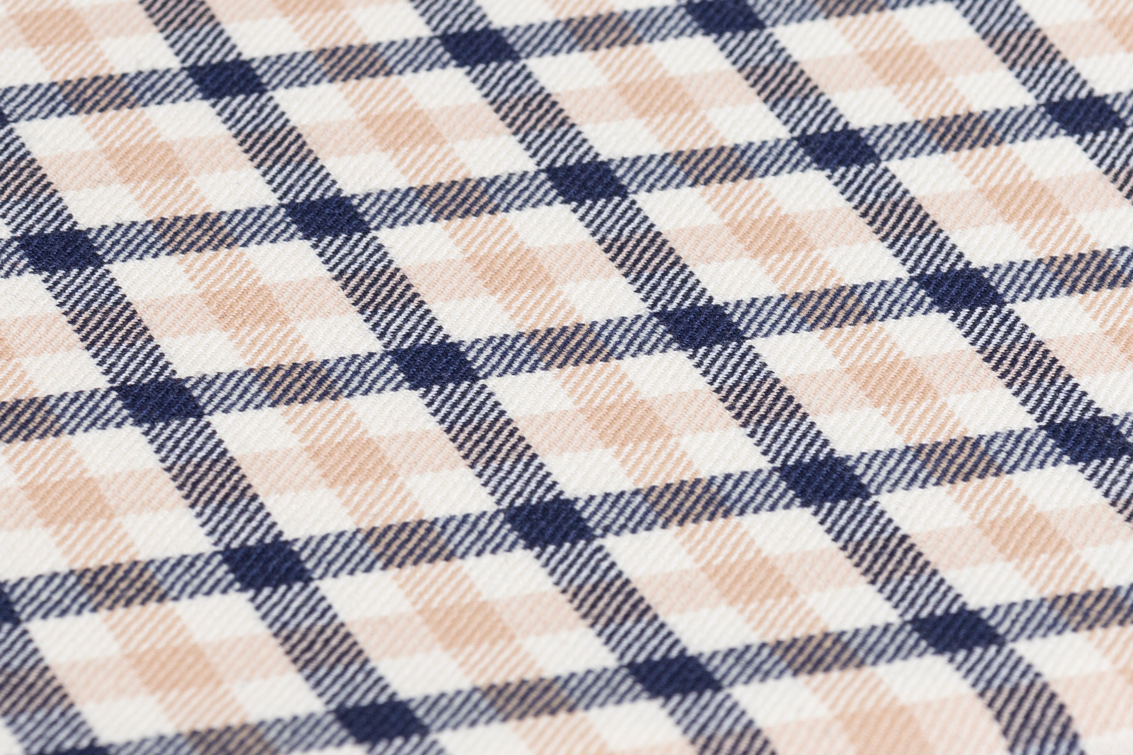 Checked Italian Wool Suiting - Beige / Navy