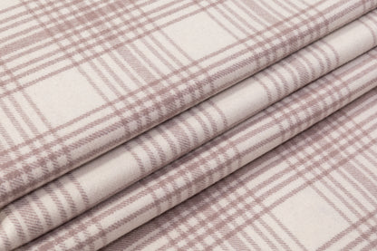 Checked Italian Wool Nylon Coating - Off White/ Light Mauve