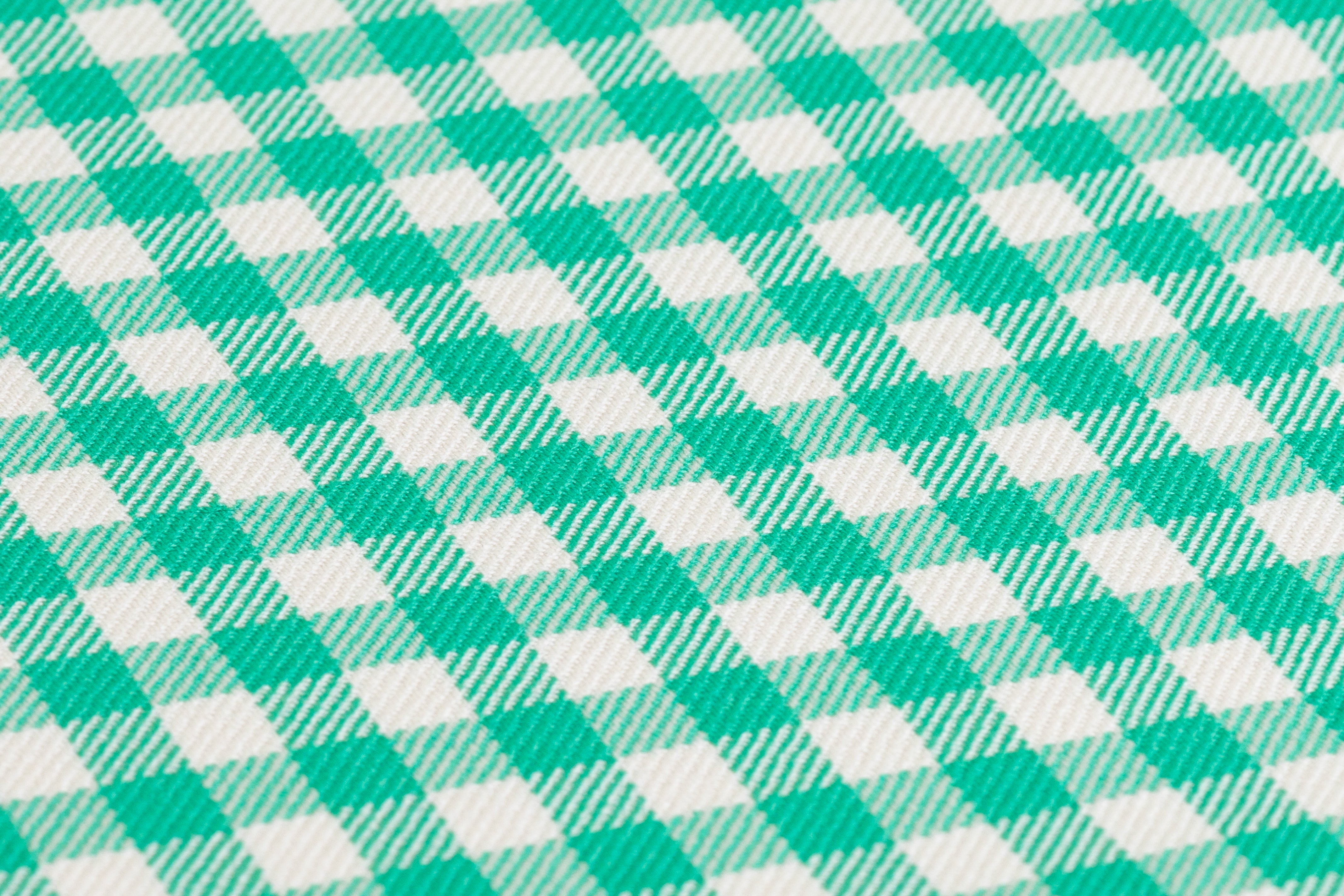 Gingham Checked Italian Wool Suiting - Jade Green / Off White