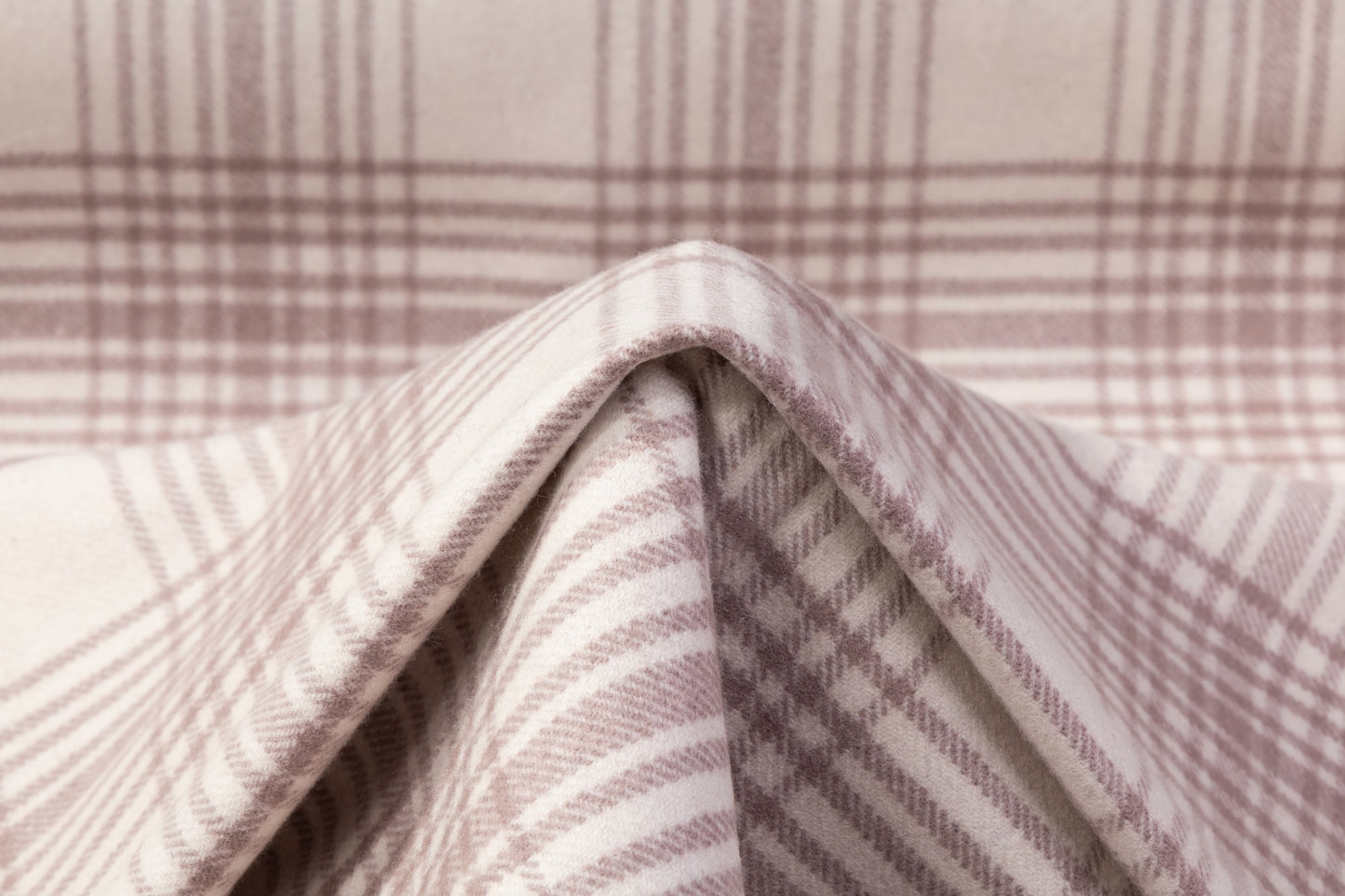 Checked Italian Wool Nylon Coating - Off White/ Light Mauve