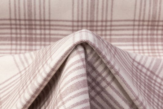 Checked Italian Wool Nylon Coating - Off White/ Light Mauve