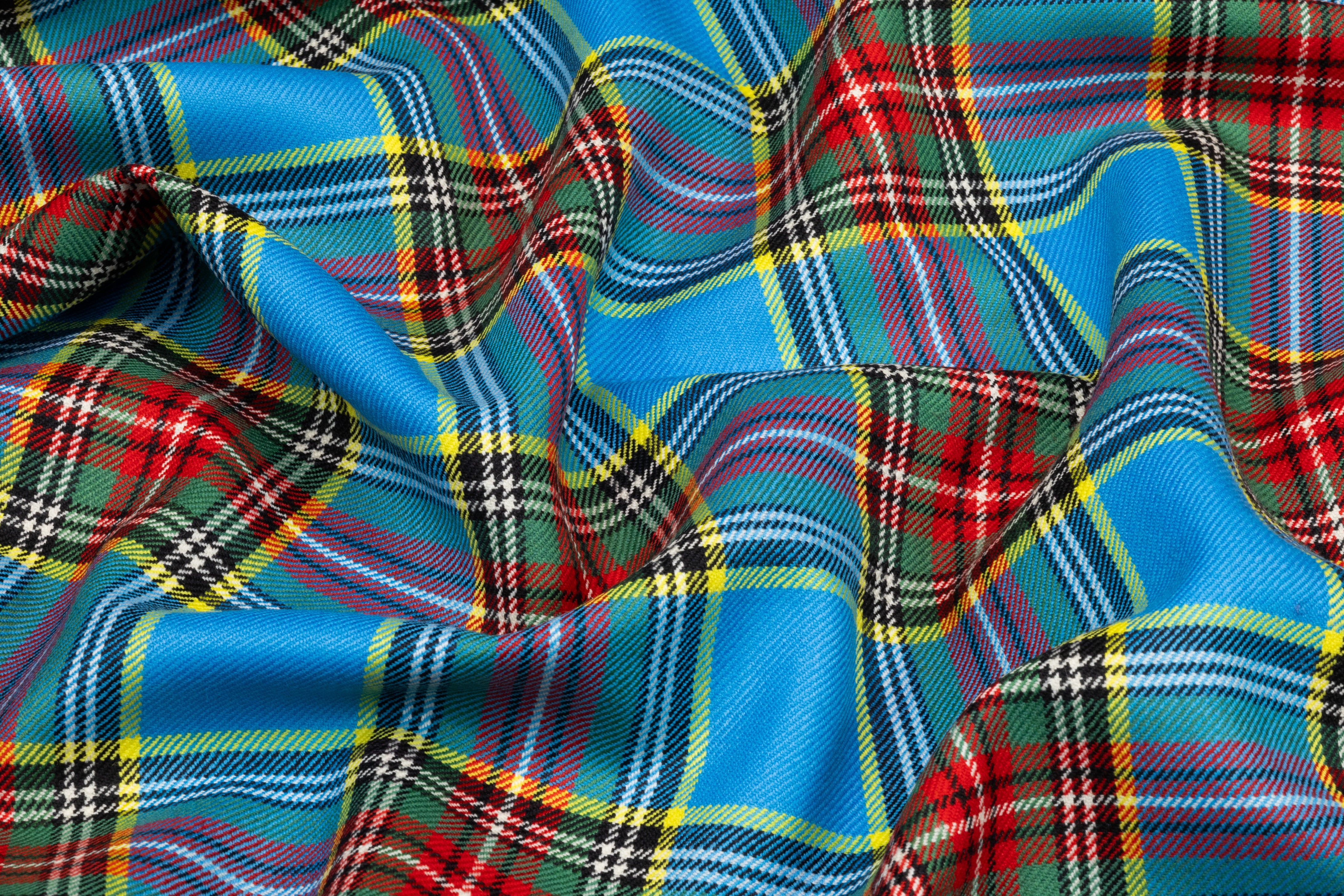 Tartan Italian Wool Suiting - Blue / Red / Green / Yellow