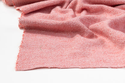 Italian Wool Blend Tweed Coating - Peach / Pink / Off White