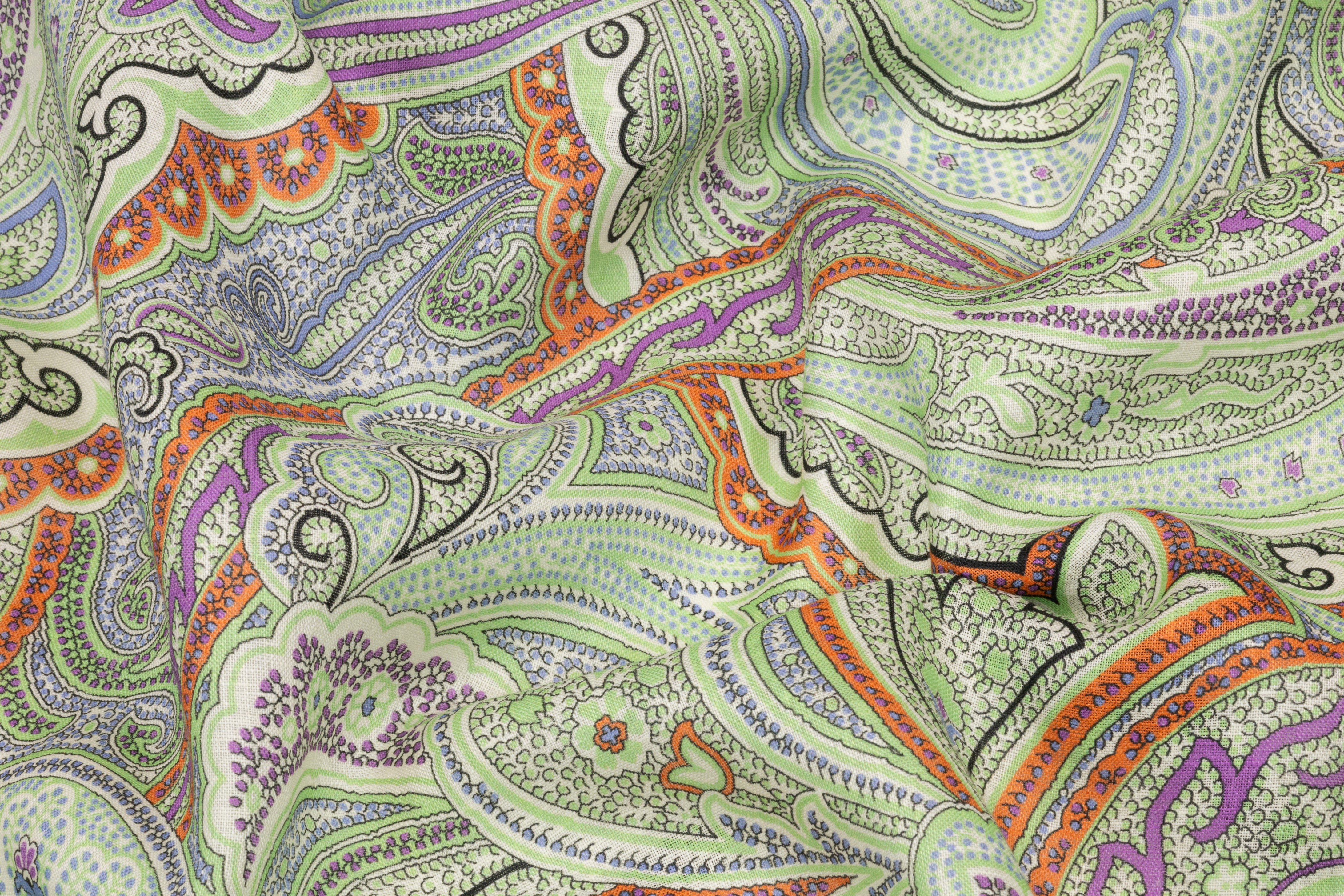 Paisley Italian Linen - Green