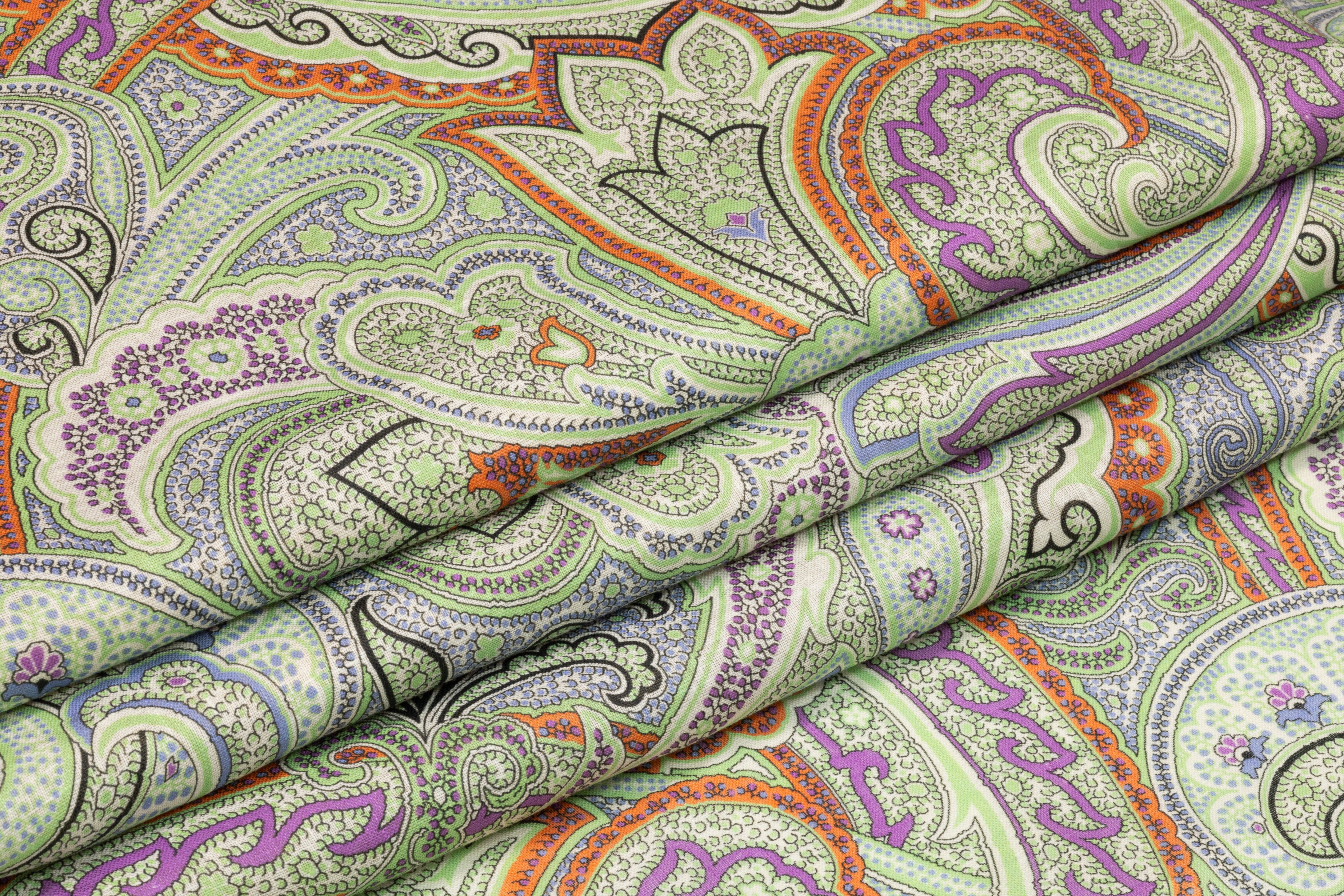 Paisley Italian Linen - Green