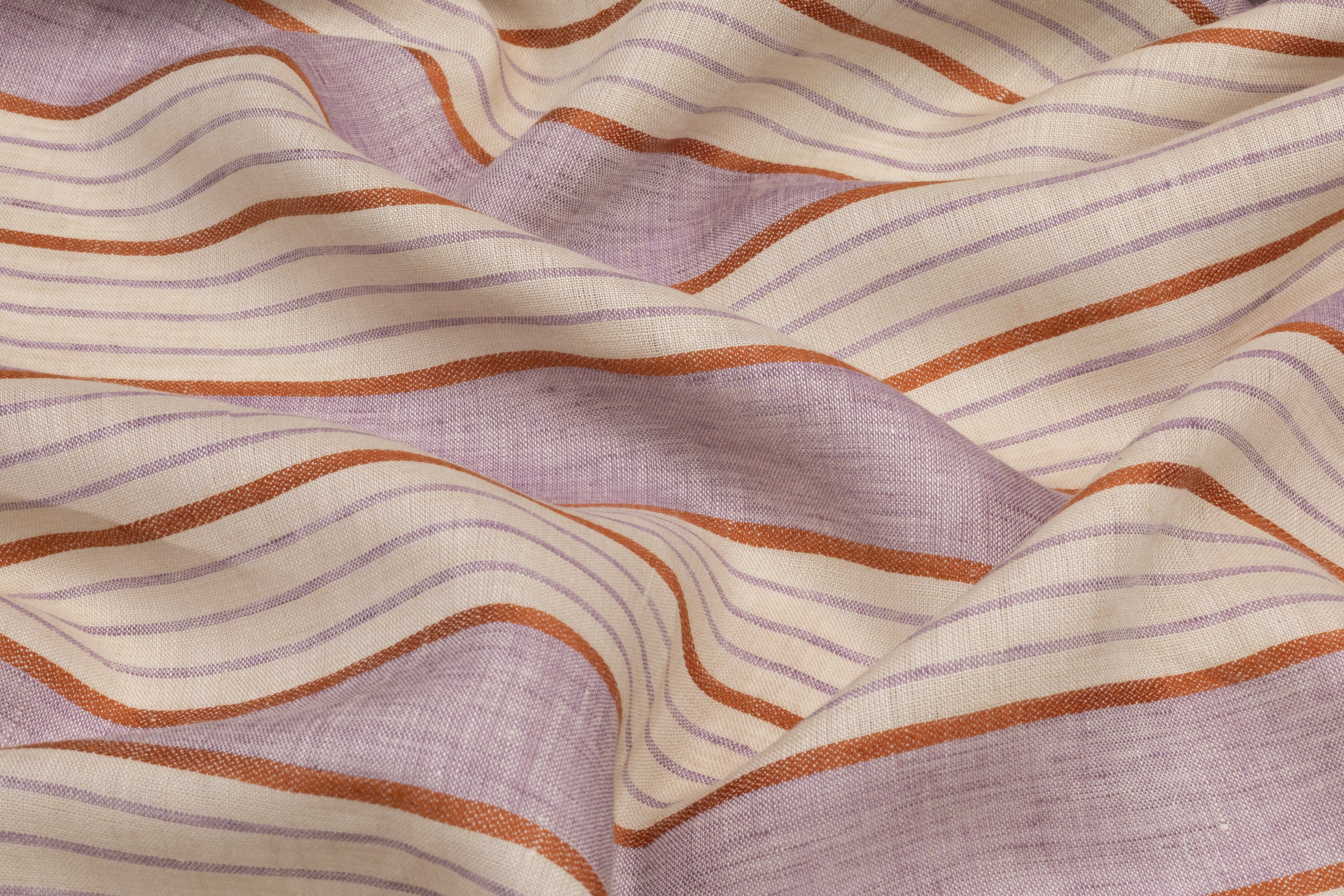 Striped Italian Linen - Lavender / Ivory / Rust