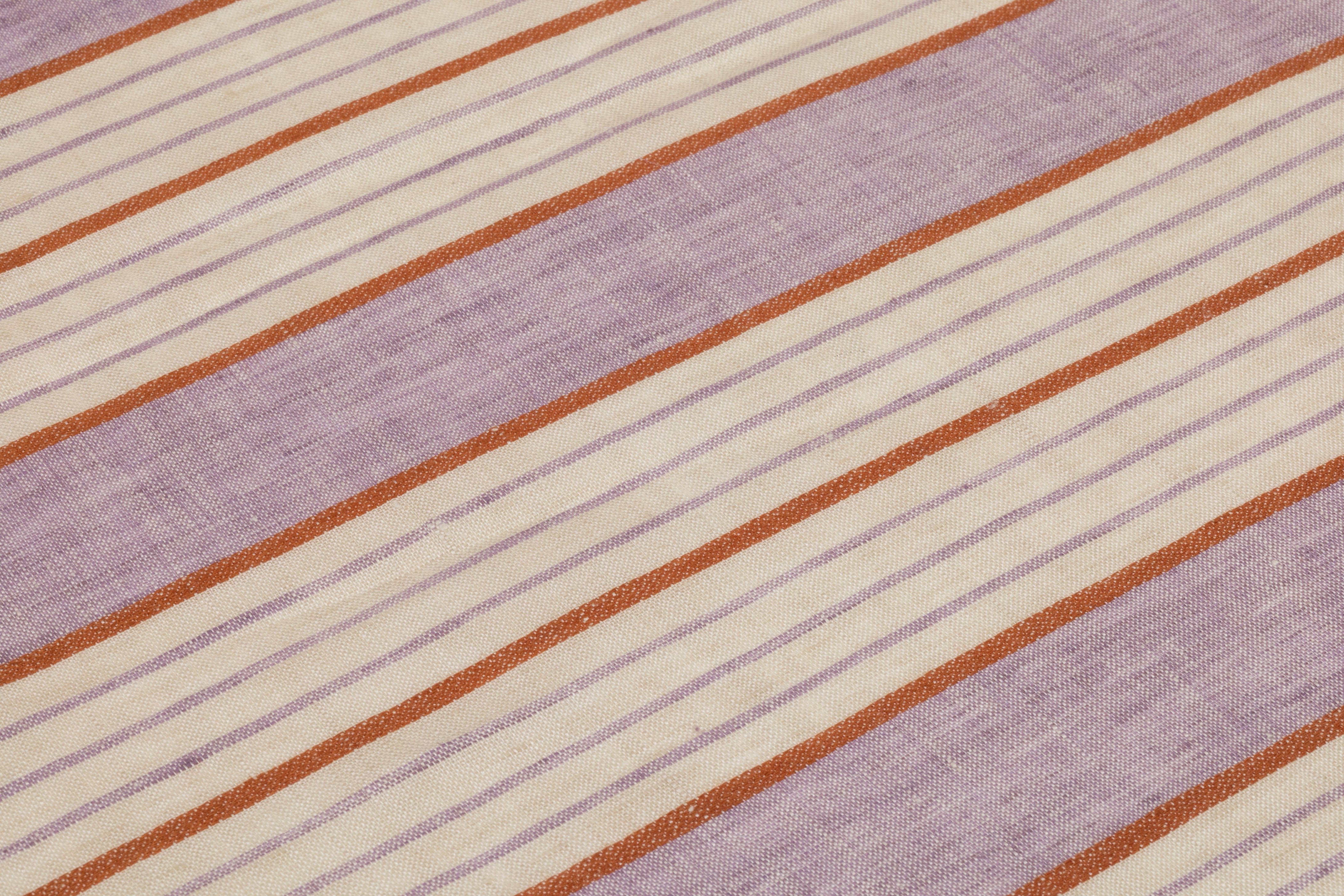 Striped Italian Linen - Lavender / Ivory / Rust