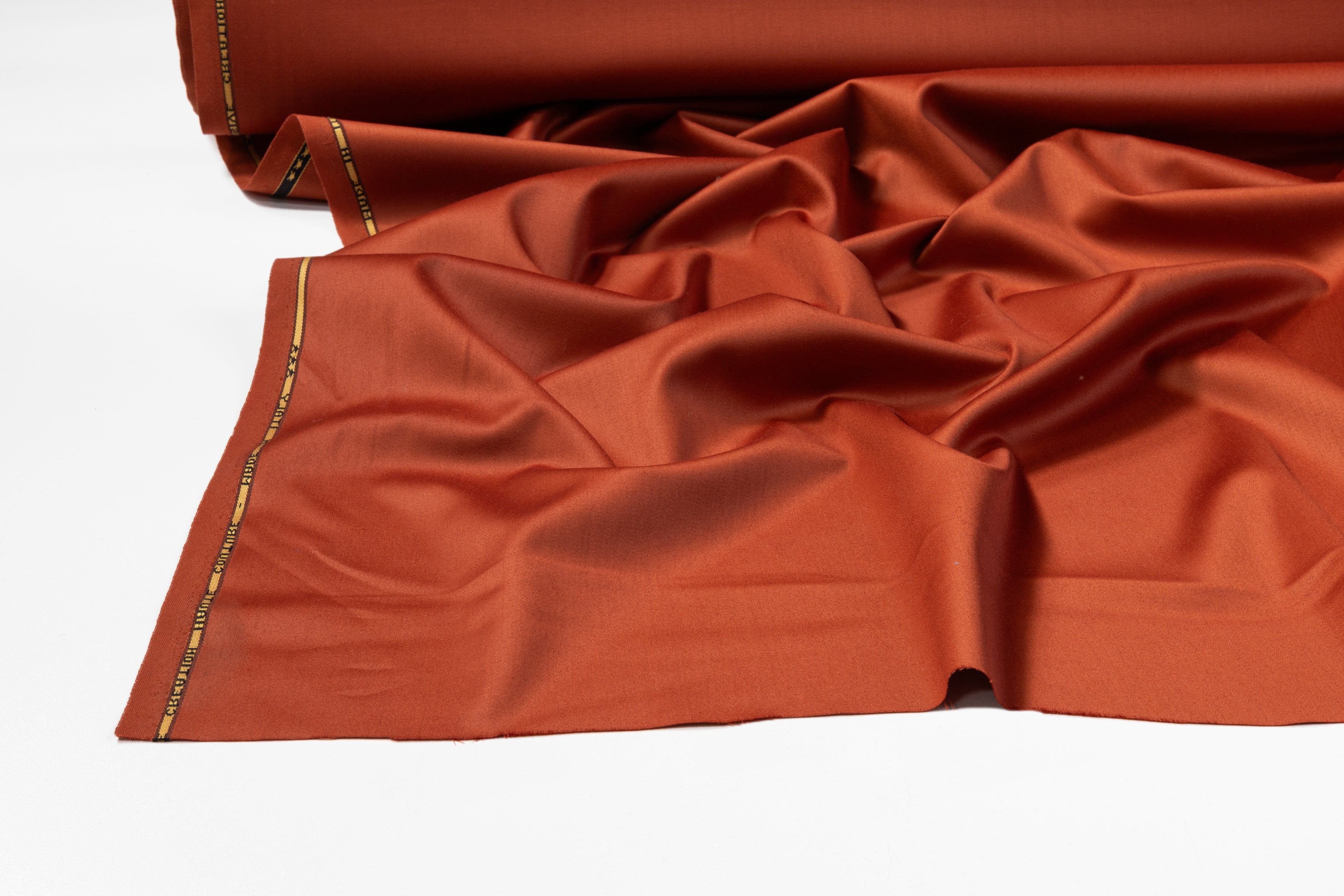 Italian Wool Satin Faille Suiting - Rust