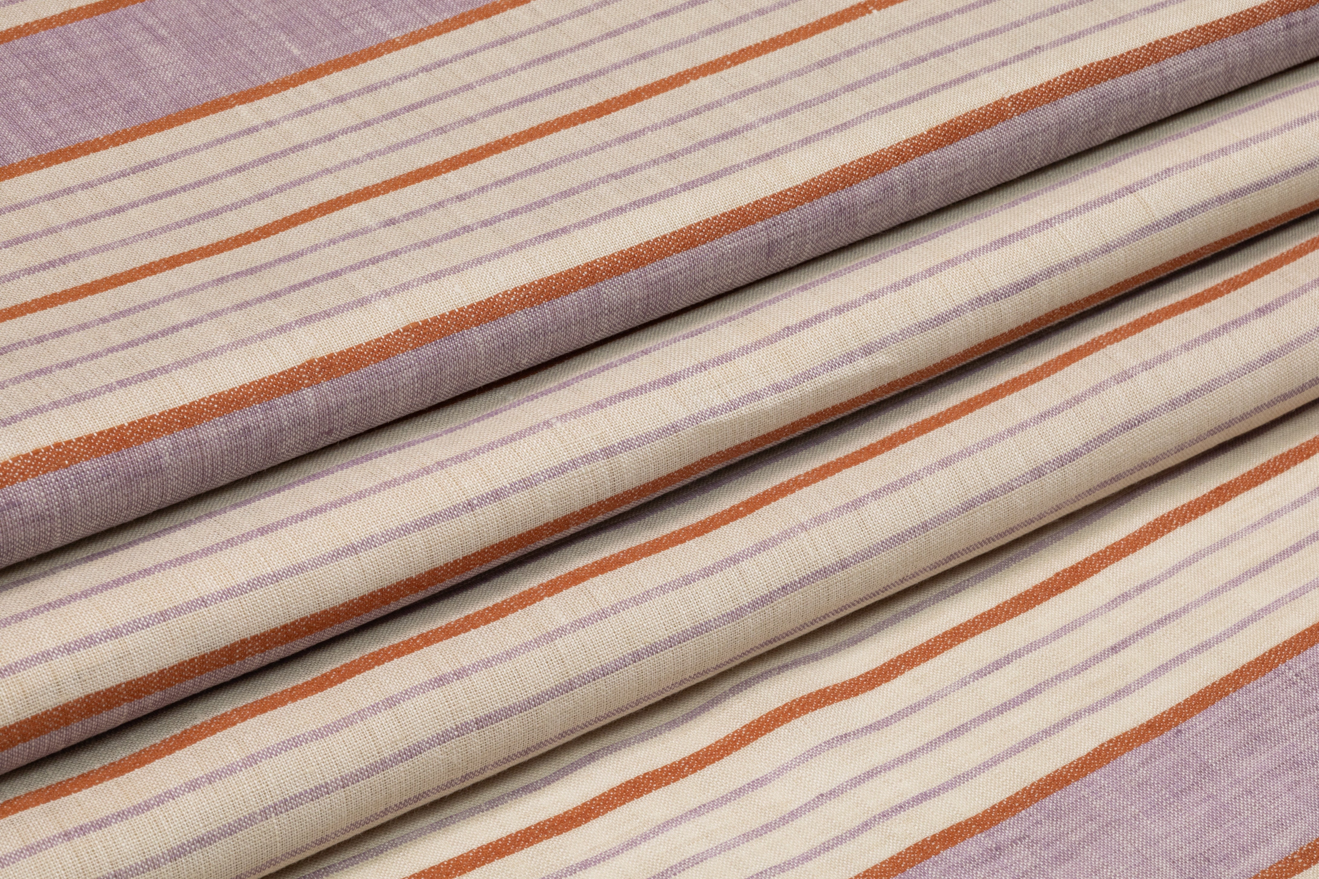 Striped Italian Linen - Lavender / Ivory / Rust