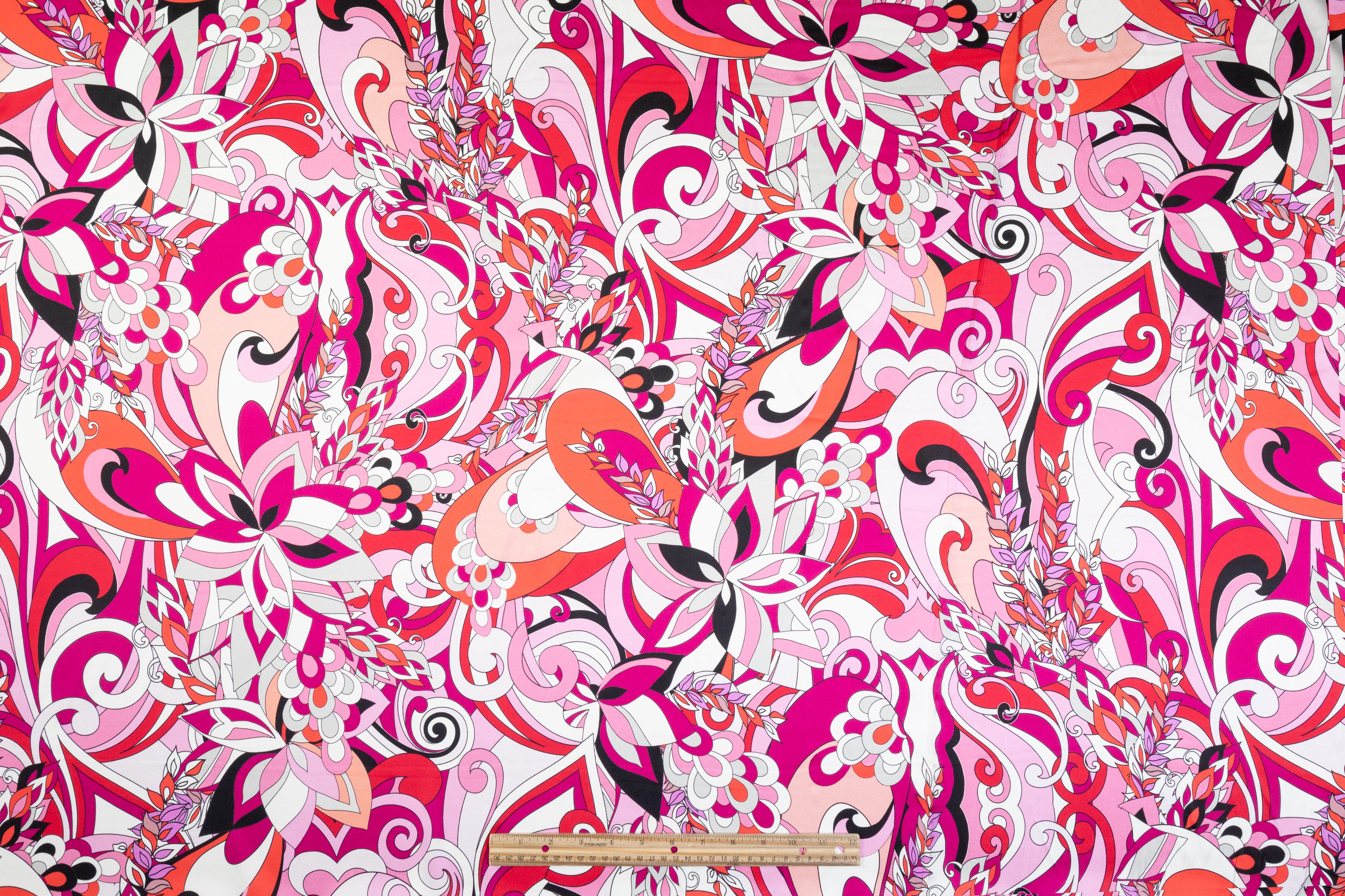 Floral Italian Silk Charmeuse - Magenta