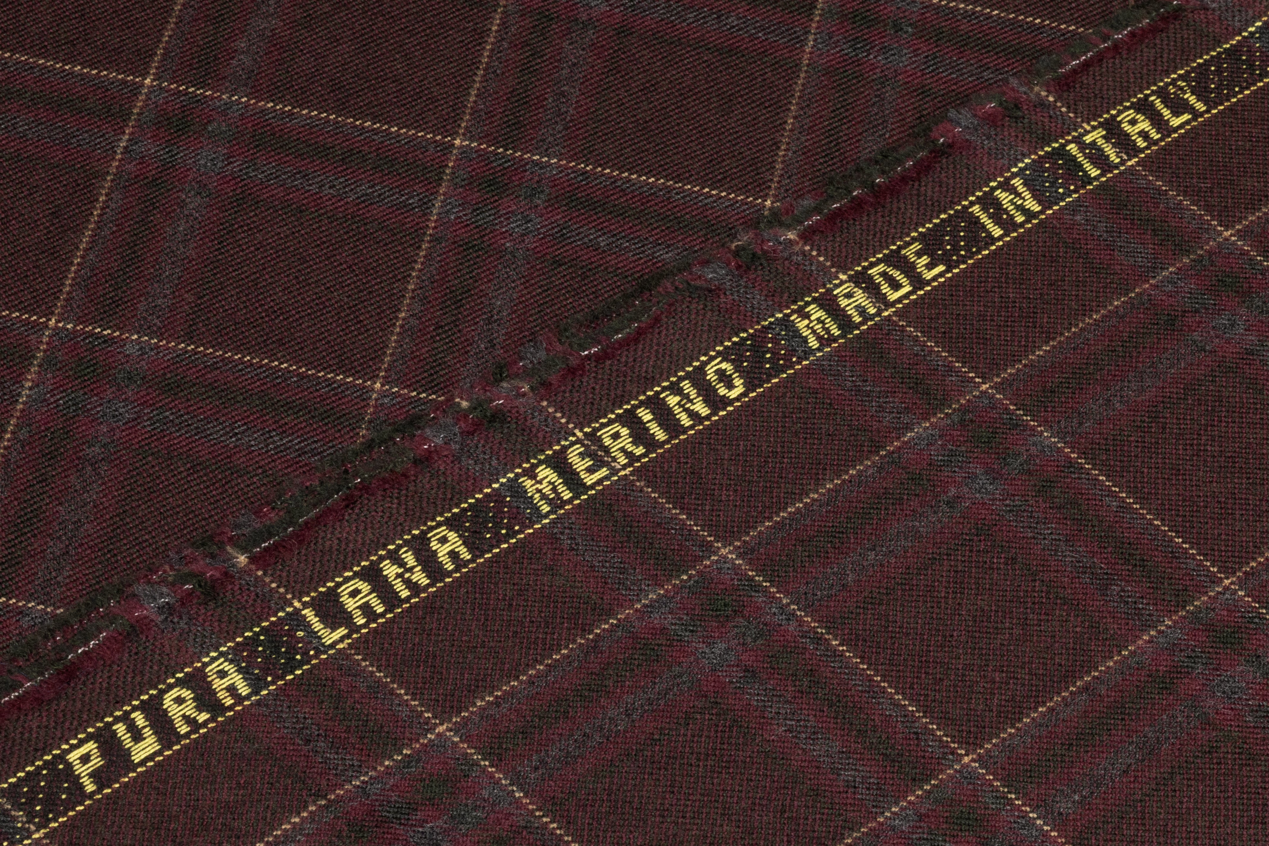 Plaid Italian Wool Suiting - Burgundy / Green / Taupe