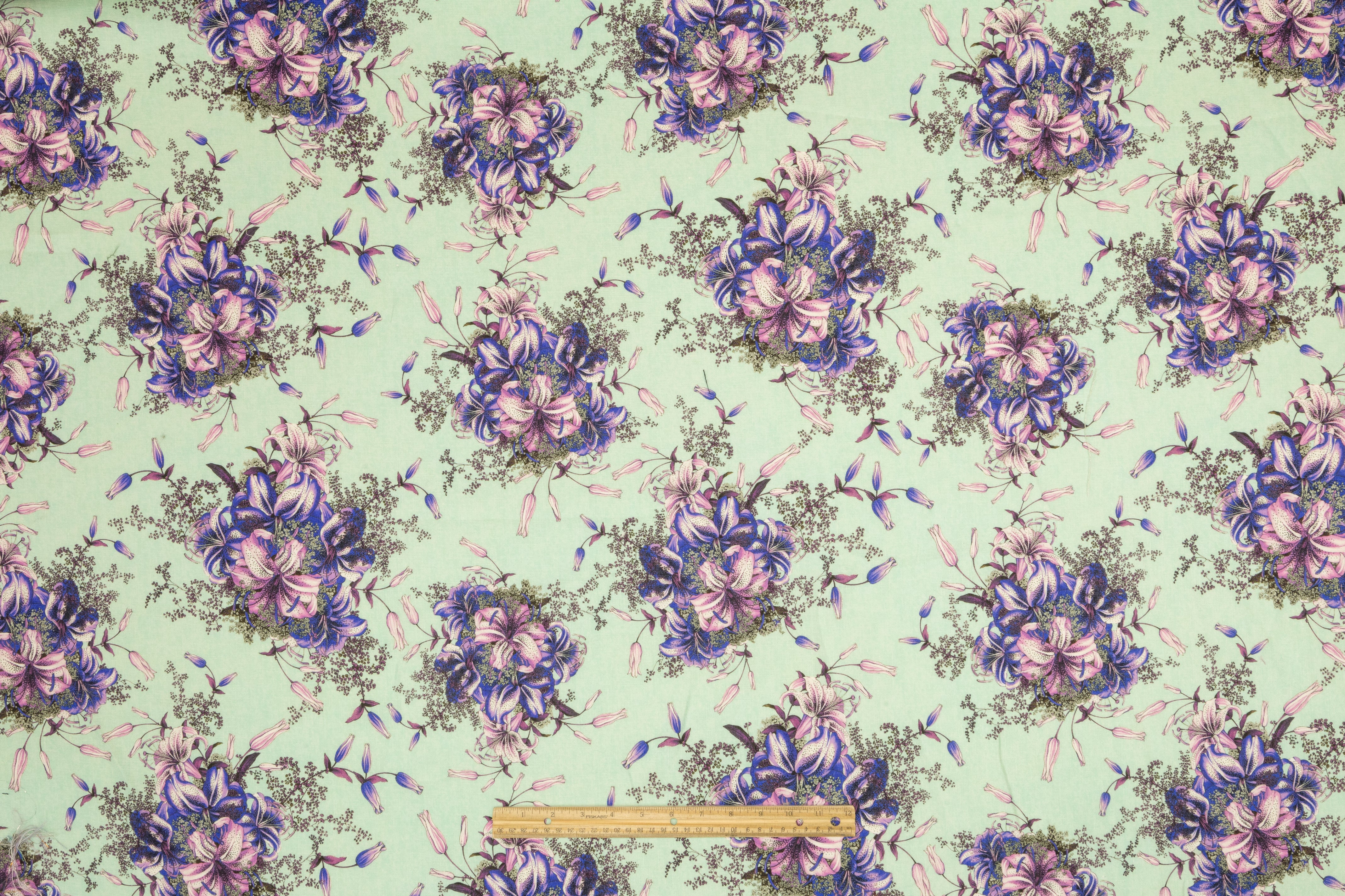 Emanuel Ungaro - Floral Italian Linen - Seafoam Green / Blue / Violet