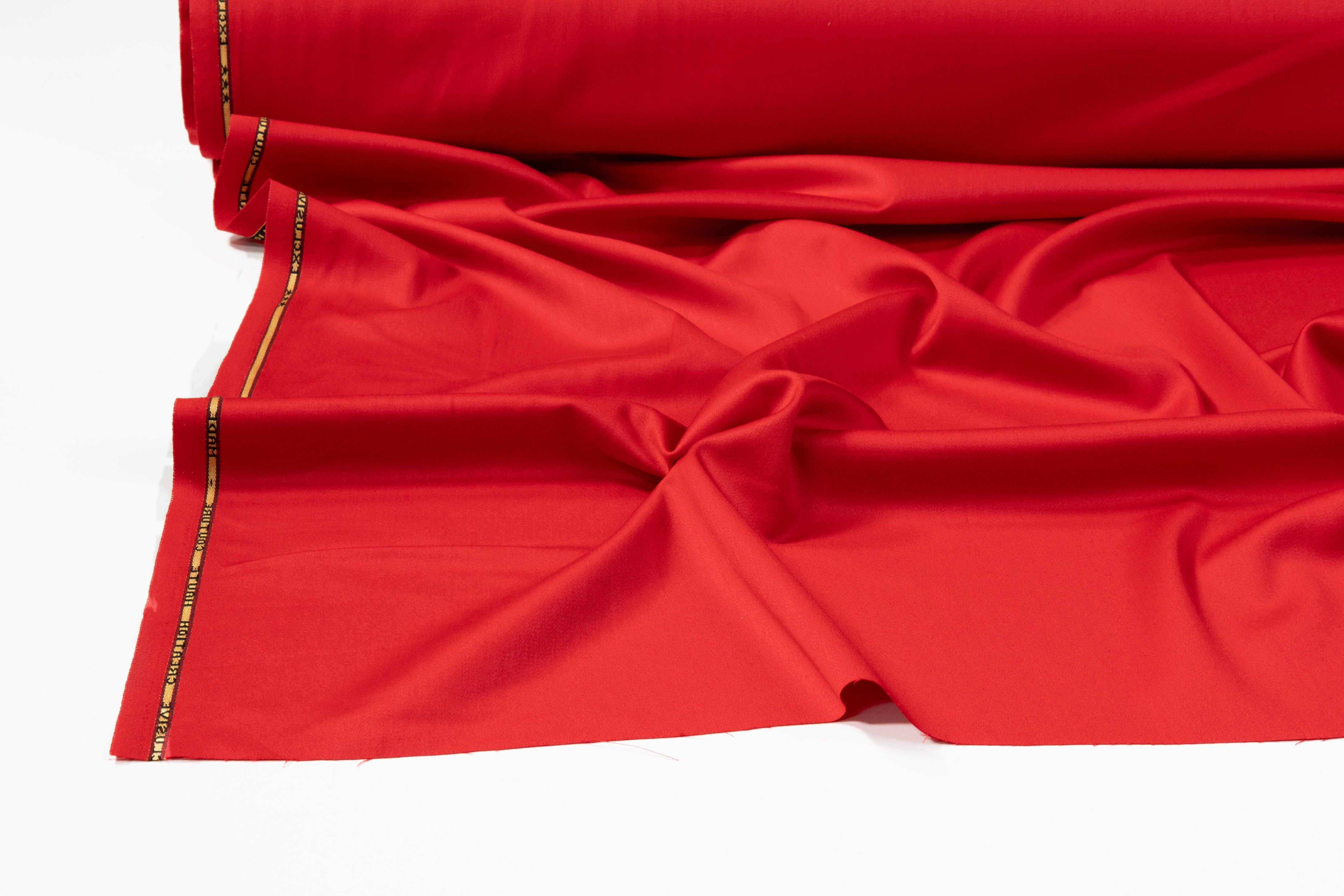 Italian Wool Satin Faille Suiting - Red