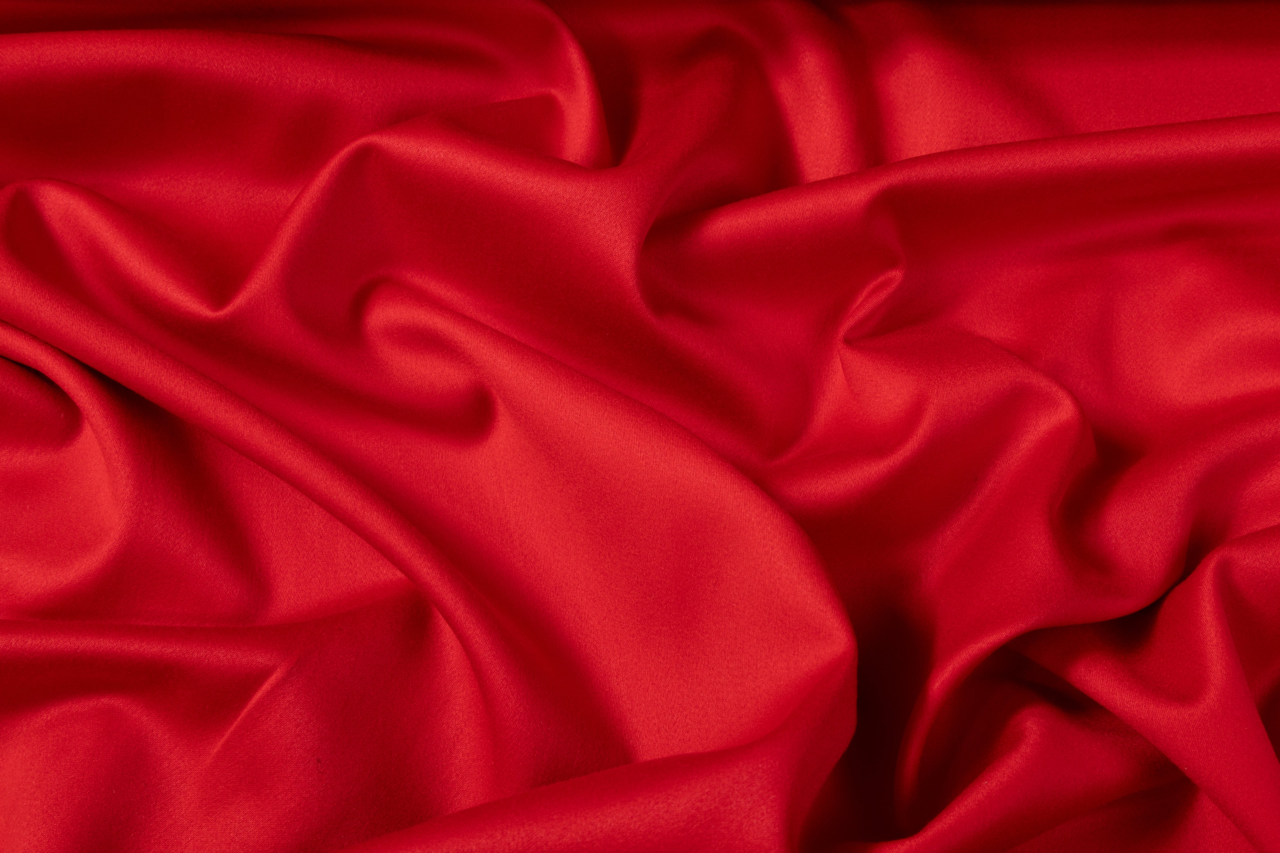 Italian Wool Satin Faille Suiting - Red