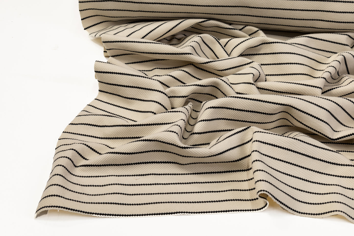 Striped Rayon Jersey Knit - Beige / Black