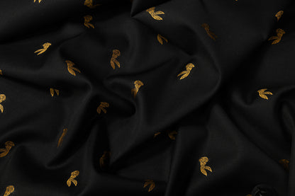 Bunny Embroidered Italian Wool Gabardine - Black / Gold