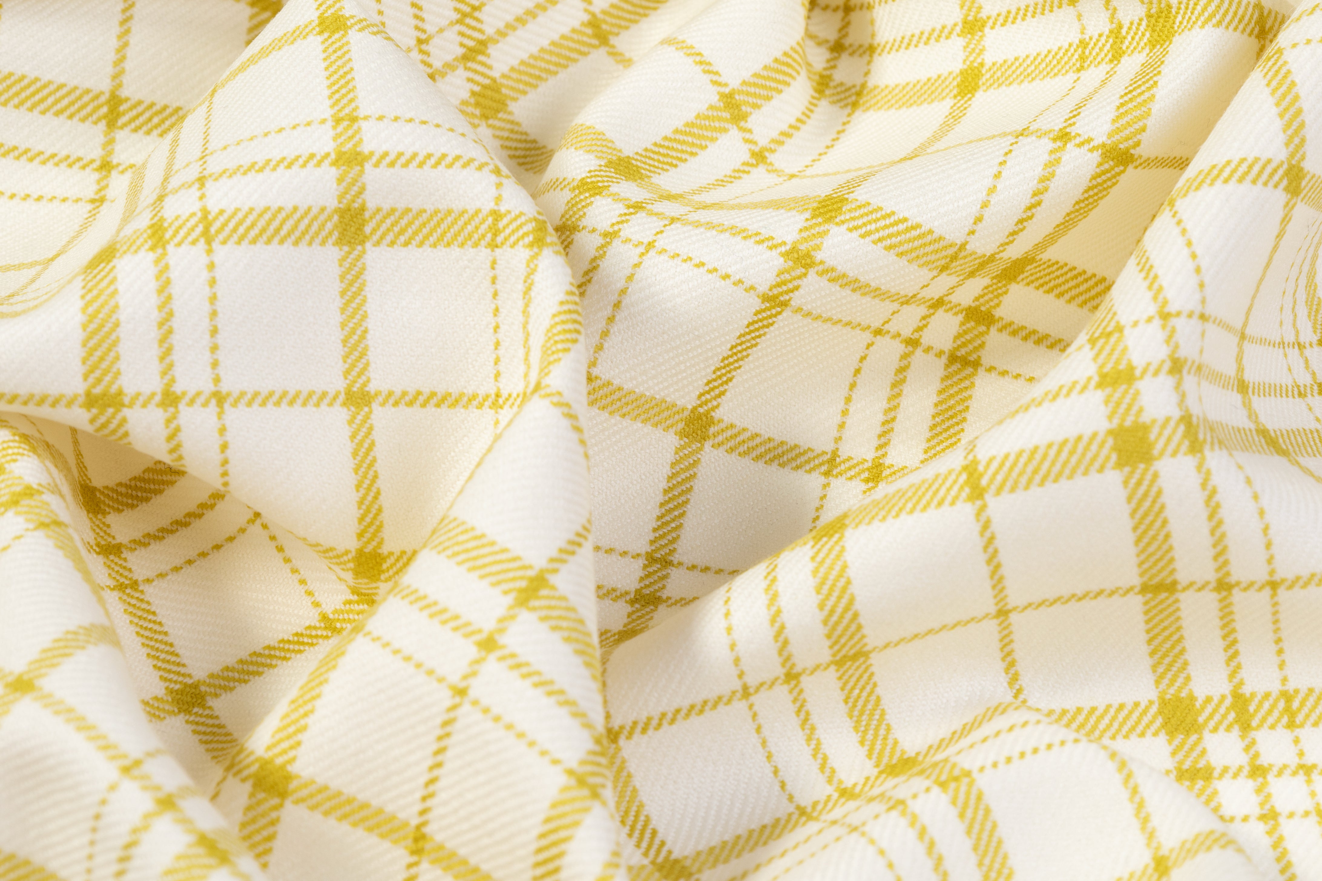 Checked Italian Wool Suiting - Off White / Chartreuse