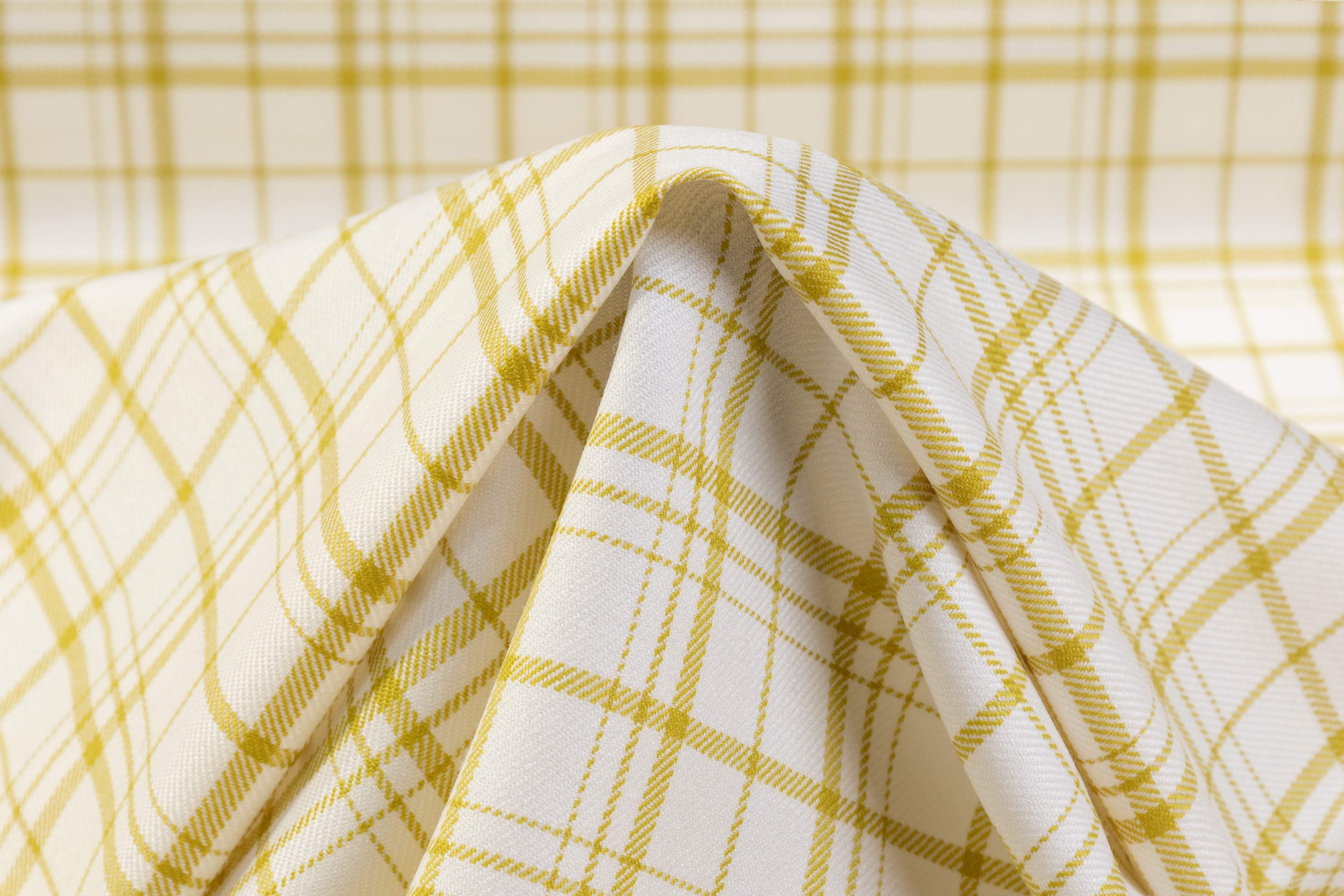 Checked Italian Wool Suiting - Off White / Chartreuse