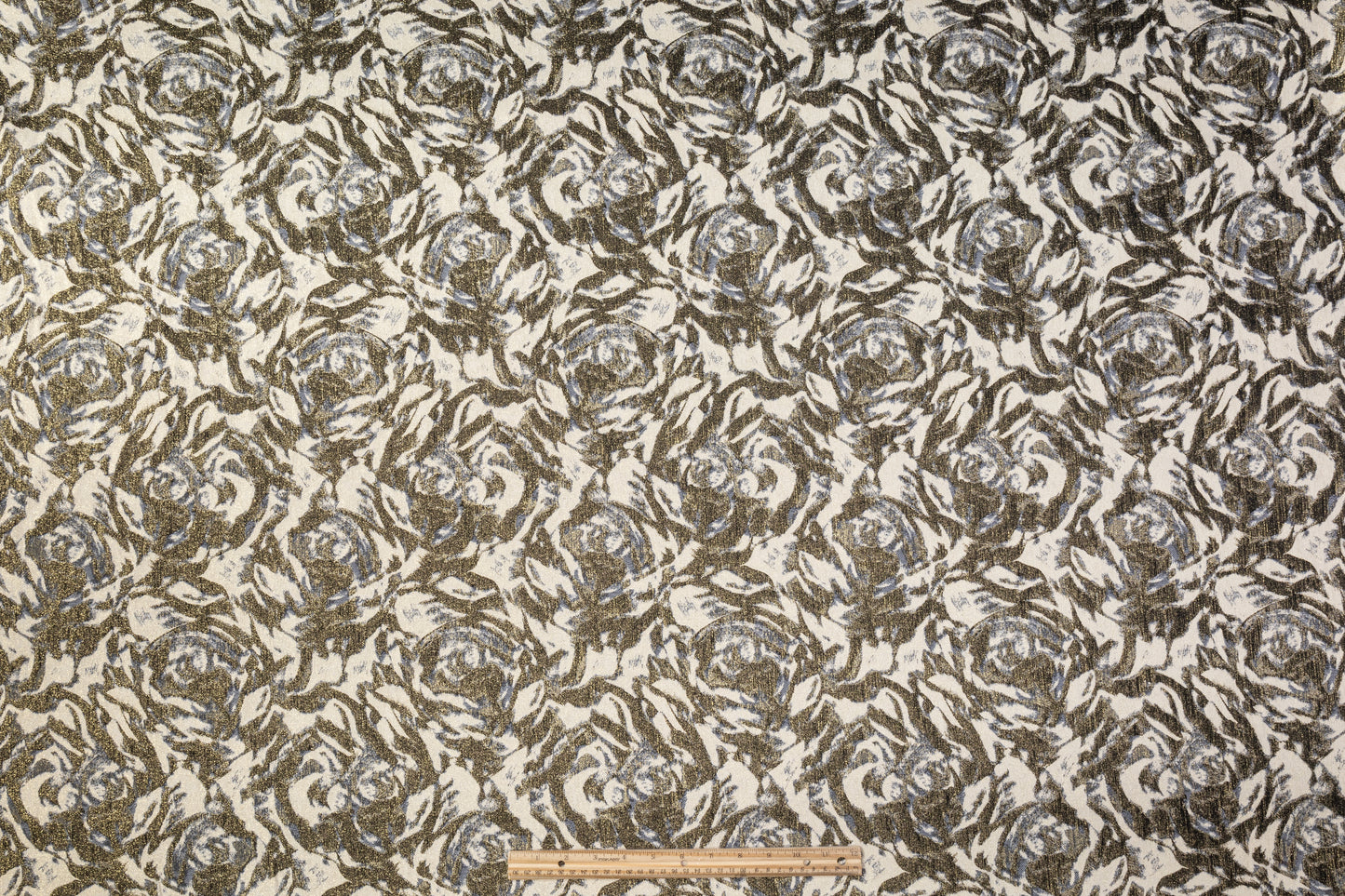 Abstract Metallic Italian Stretch Brocade - Antique Gold / Beige