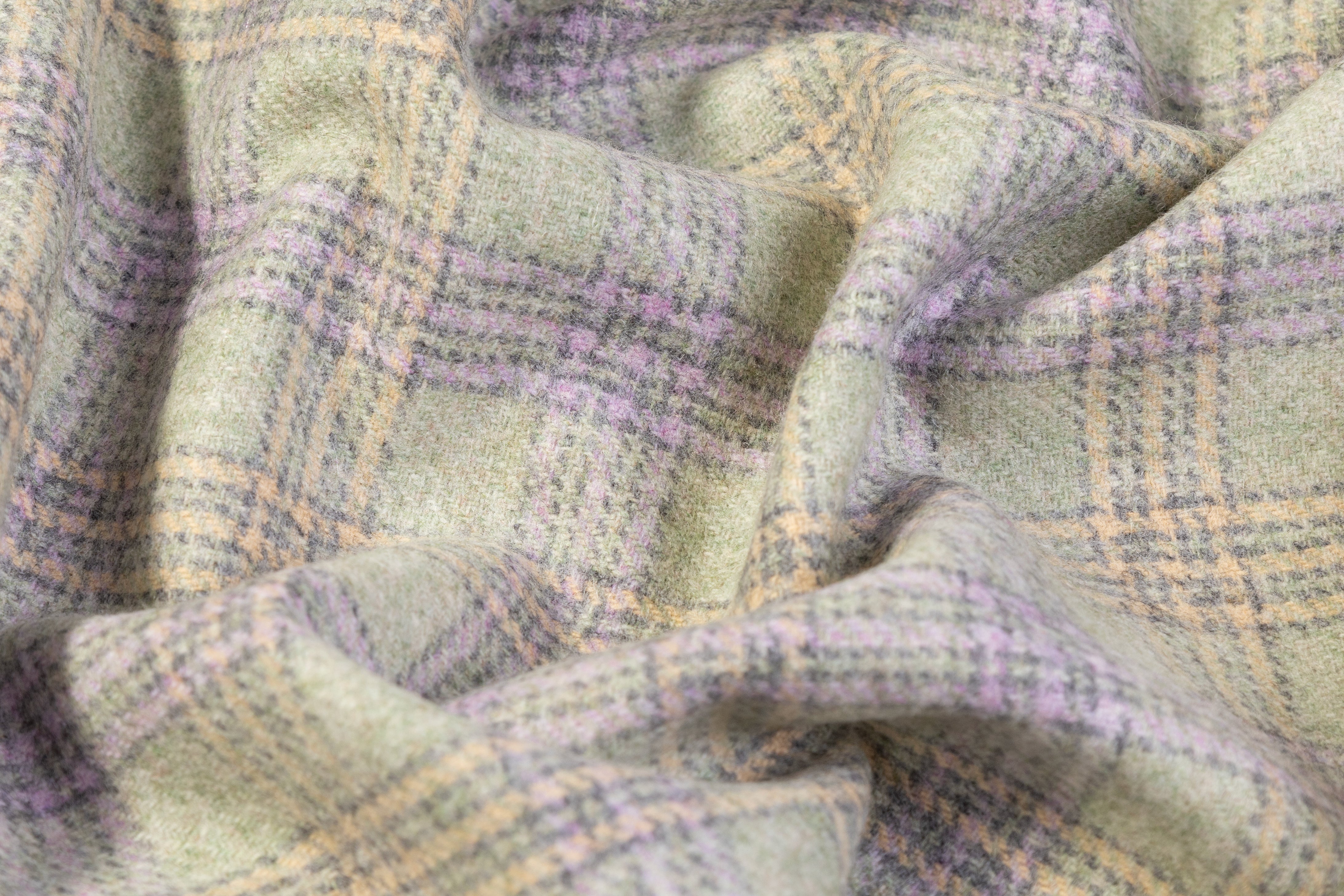 Checked Italian Wool - Sage Green / Lavender / Yellow