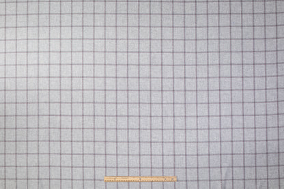 Windowpane Italian Wool Flannel Suiting - Gray / Burgundy