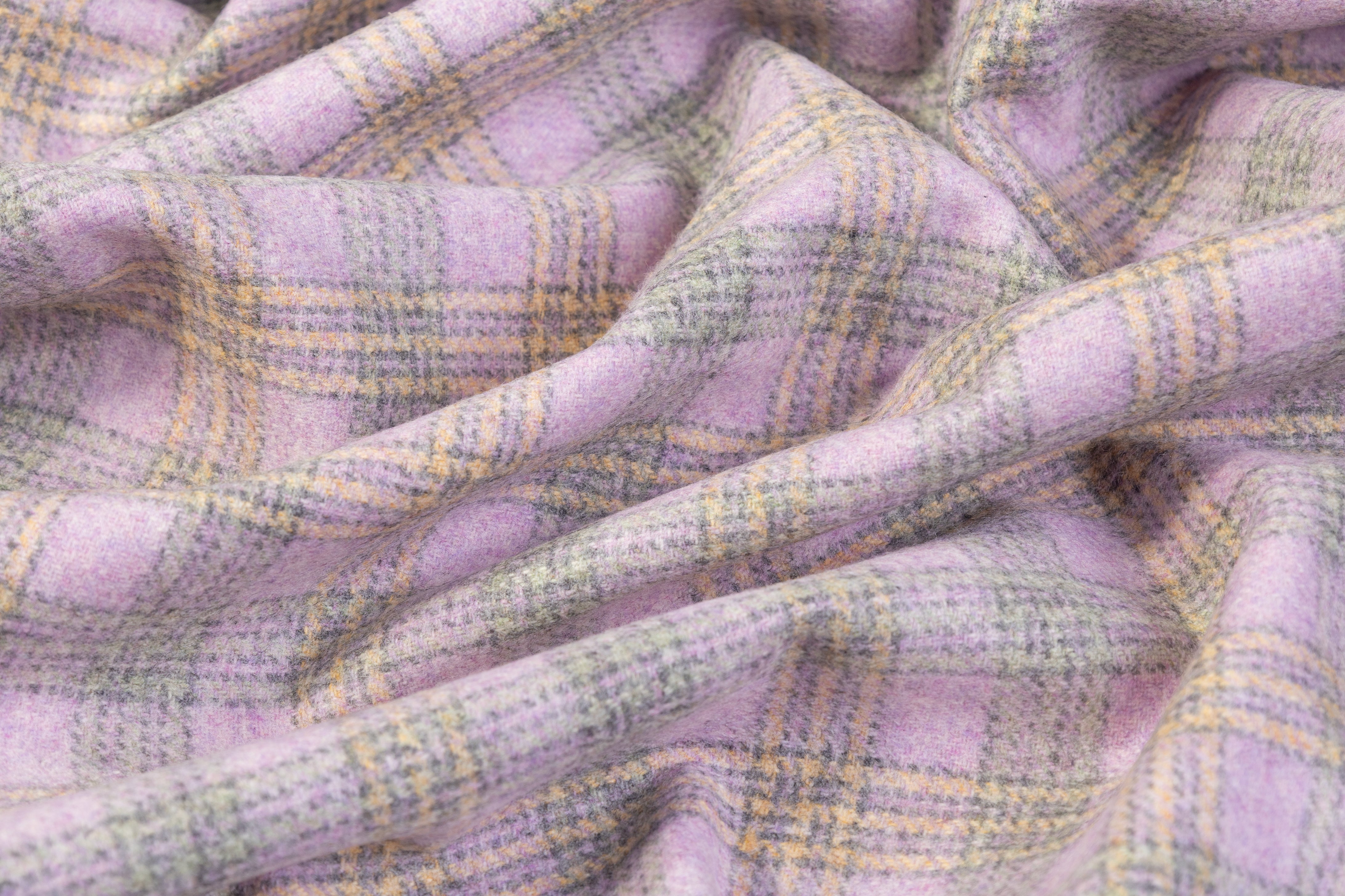 Checked Italian Wool - Lavender / Sage Green / Yellow