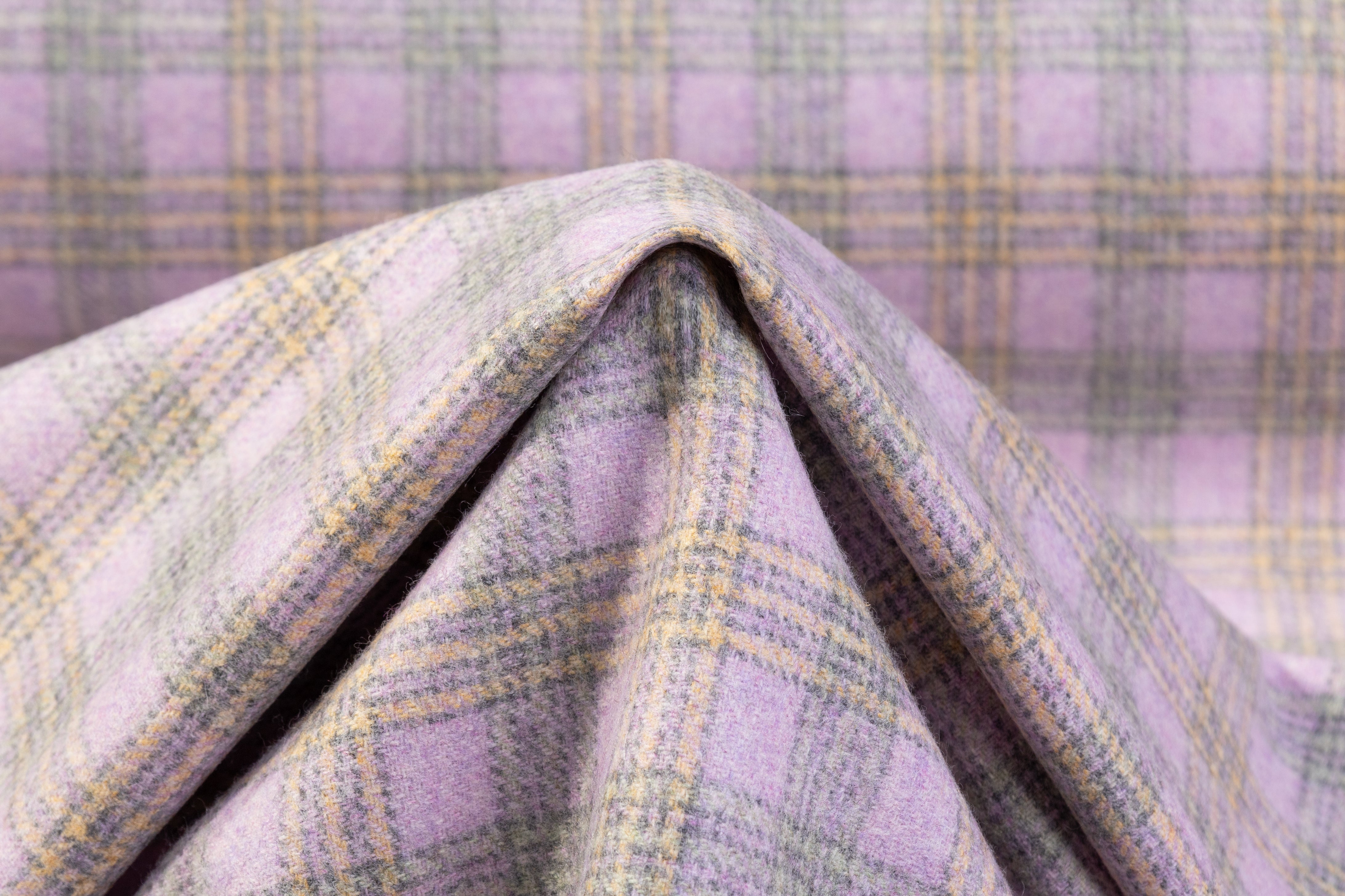 Checked Italian Wool - Lavender / Sage Green / Yellow