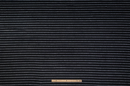 Striped Italian Poly Wool Coating - Black / Off White