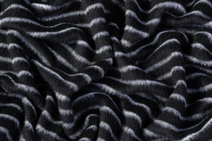 Striped Italian Poly Wool Coating - Black / Off White