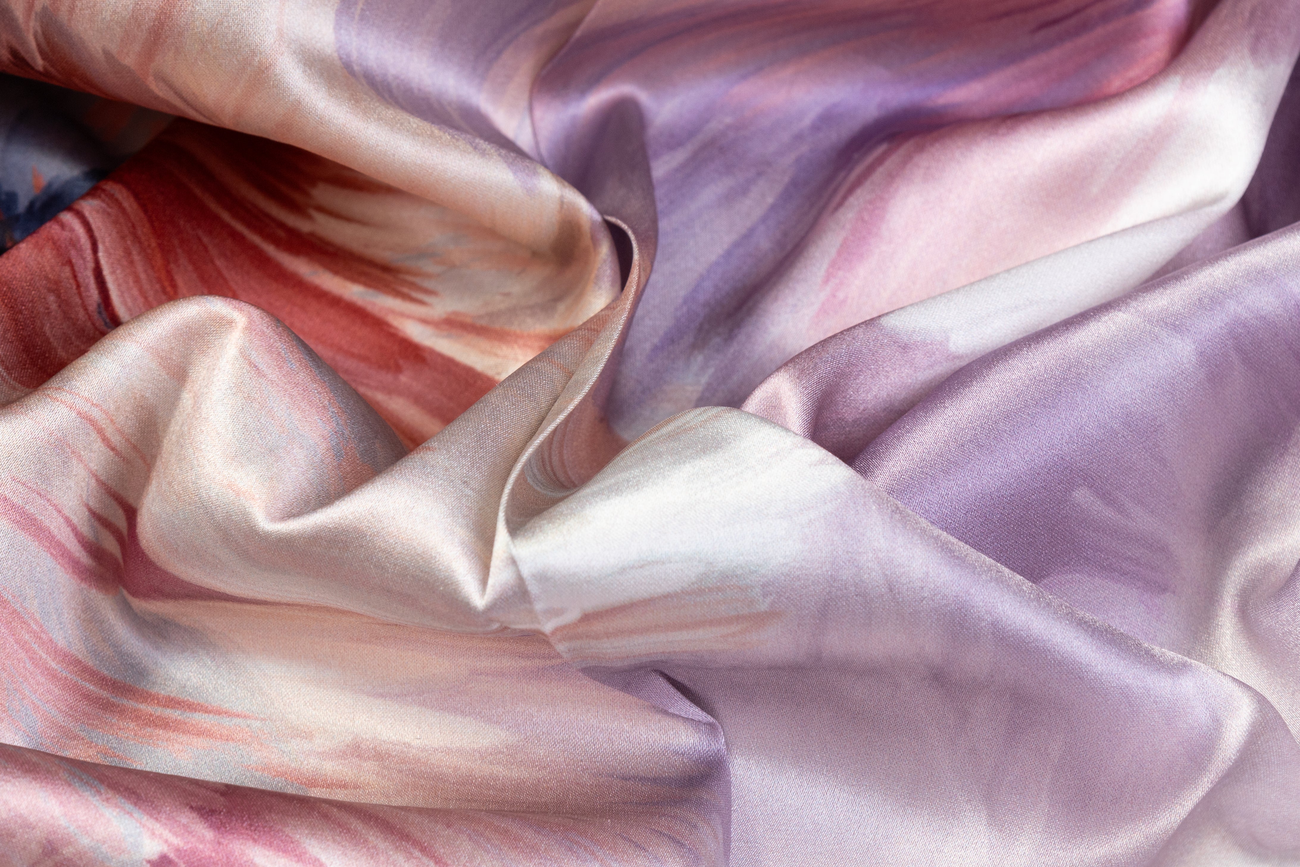 Floral Italian Silk Charmeuse - Lavender