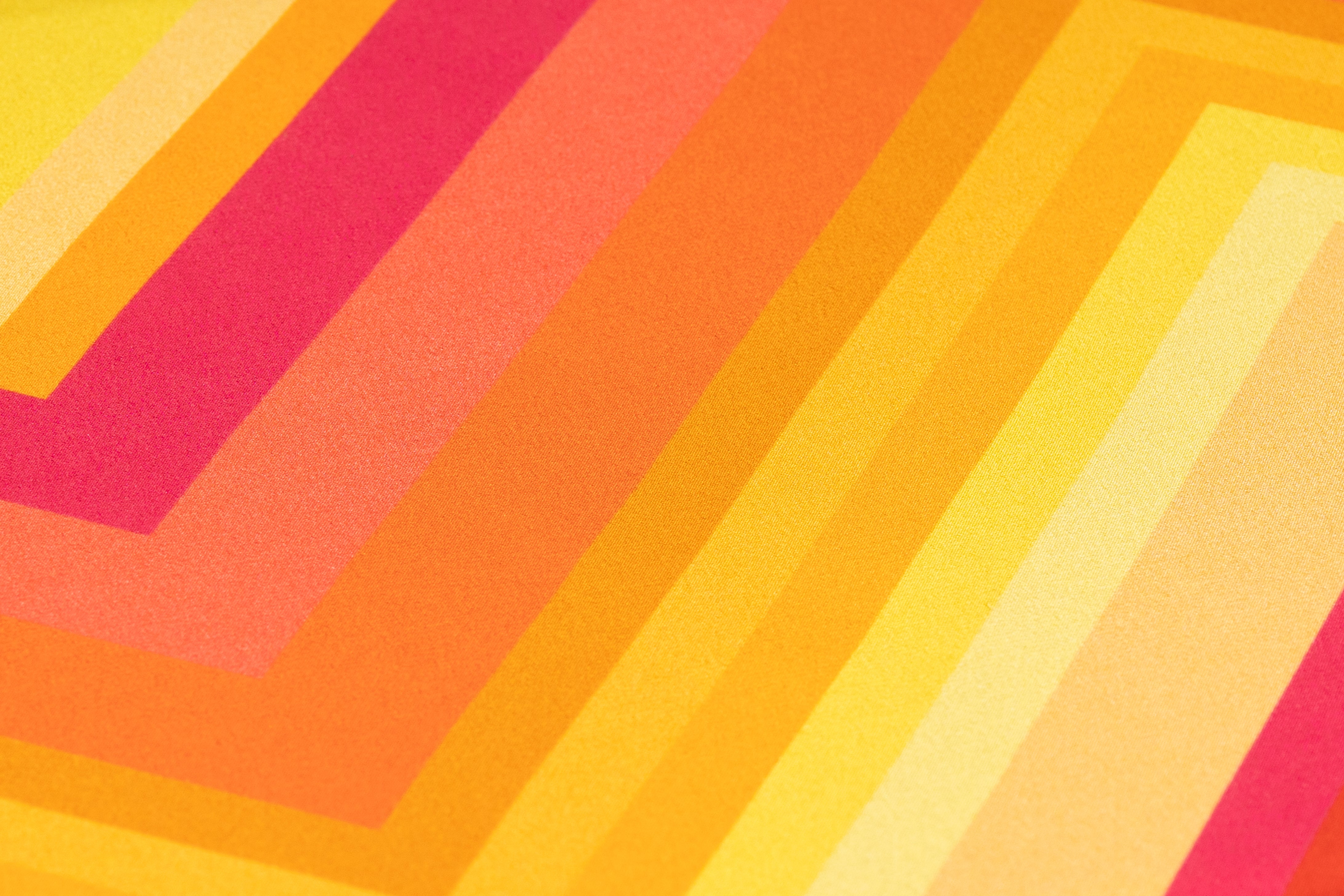 Chevron Italian Silk Crepe de Chine - Orange / Yellow / Red / Pink