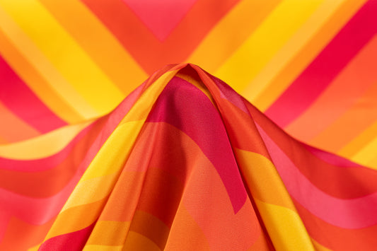 Chevron Italian Silk Crepe de Chine - Orange / Yellow / Red / Pink