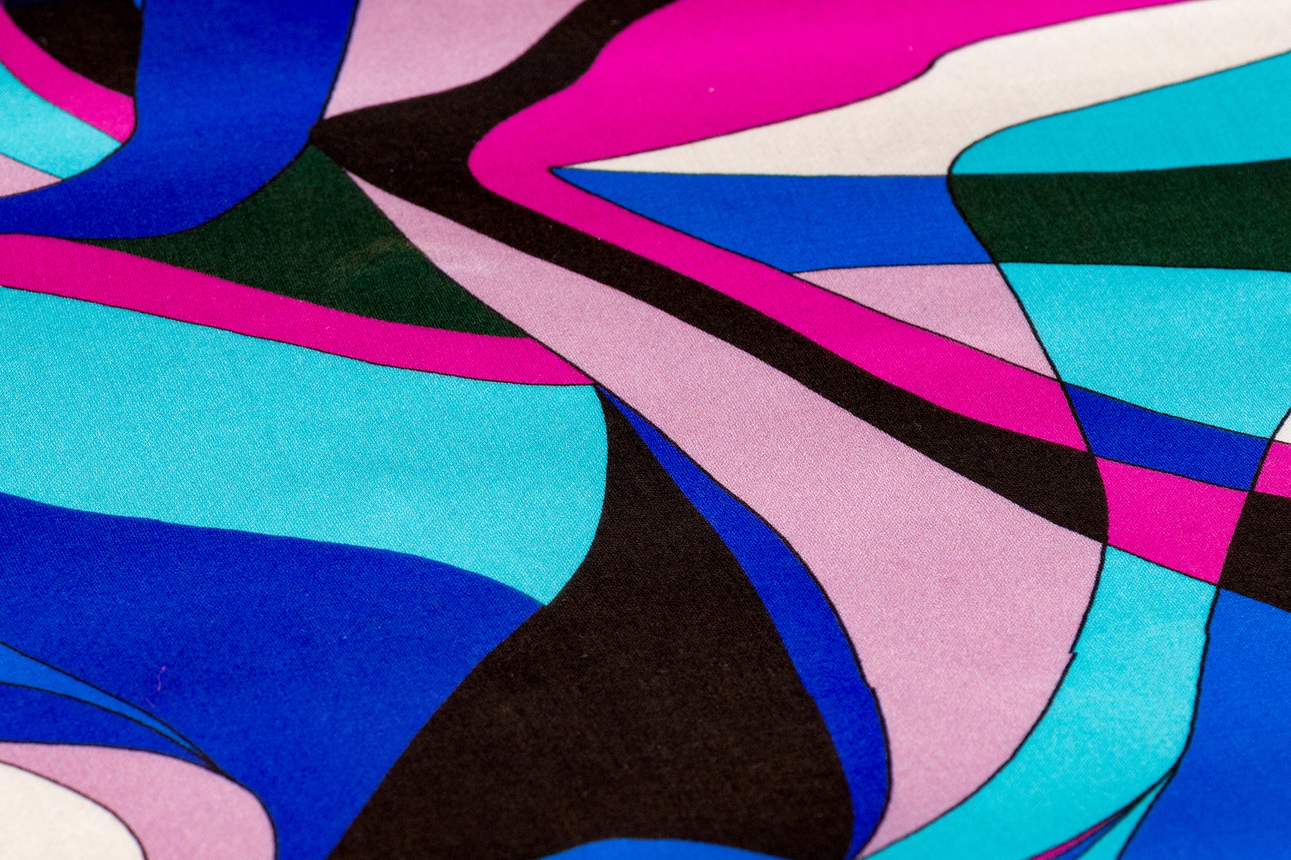 Abstract Italian Silk Chiffon - Blue / Pink