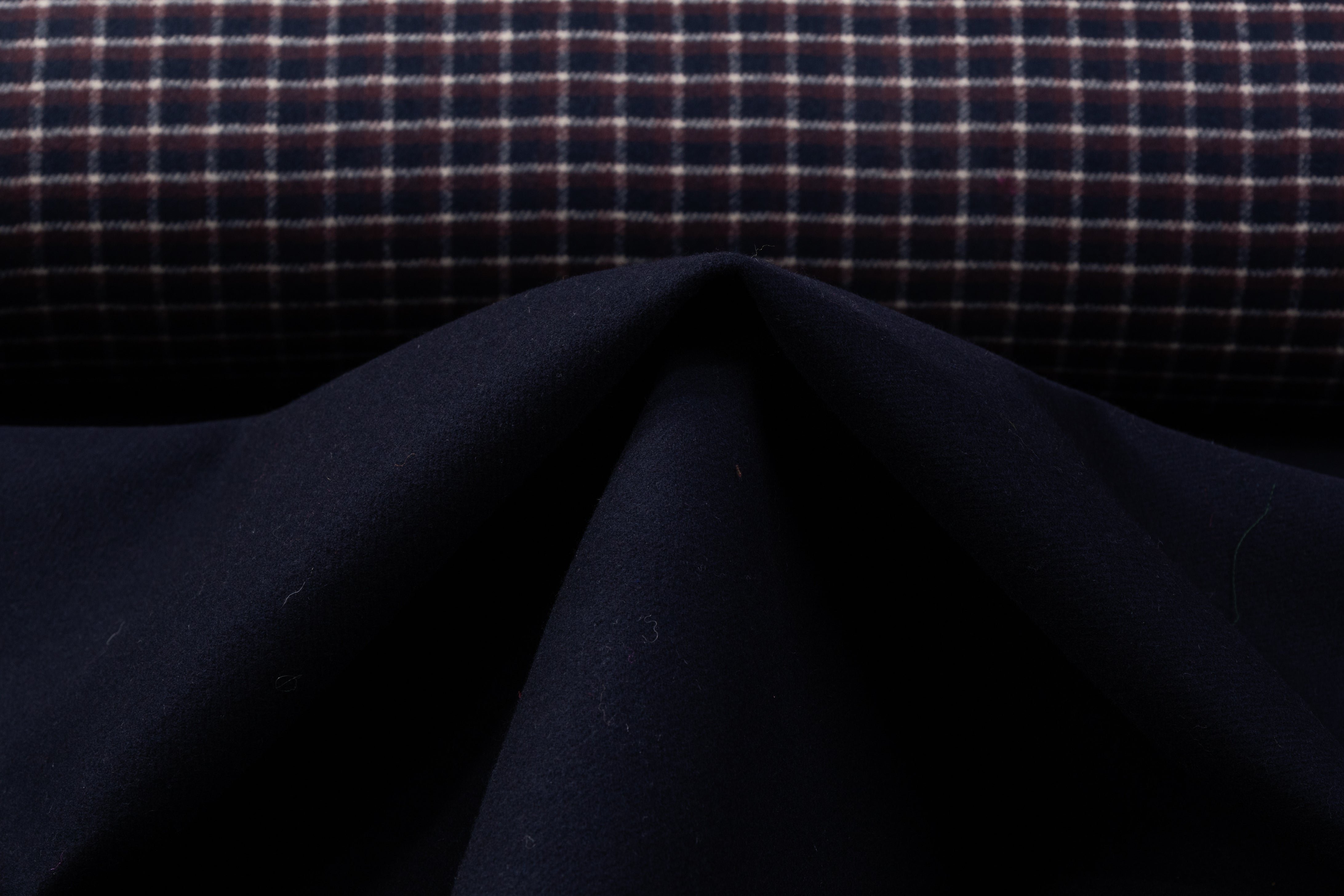 Double Faced Italian Wool Coating - Navy / Plum
