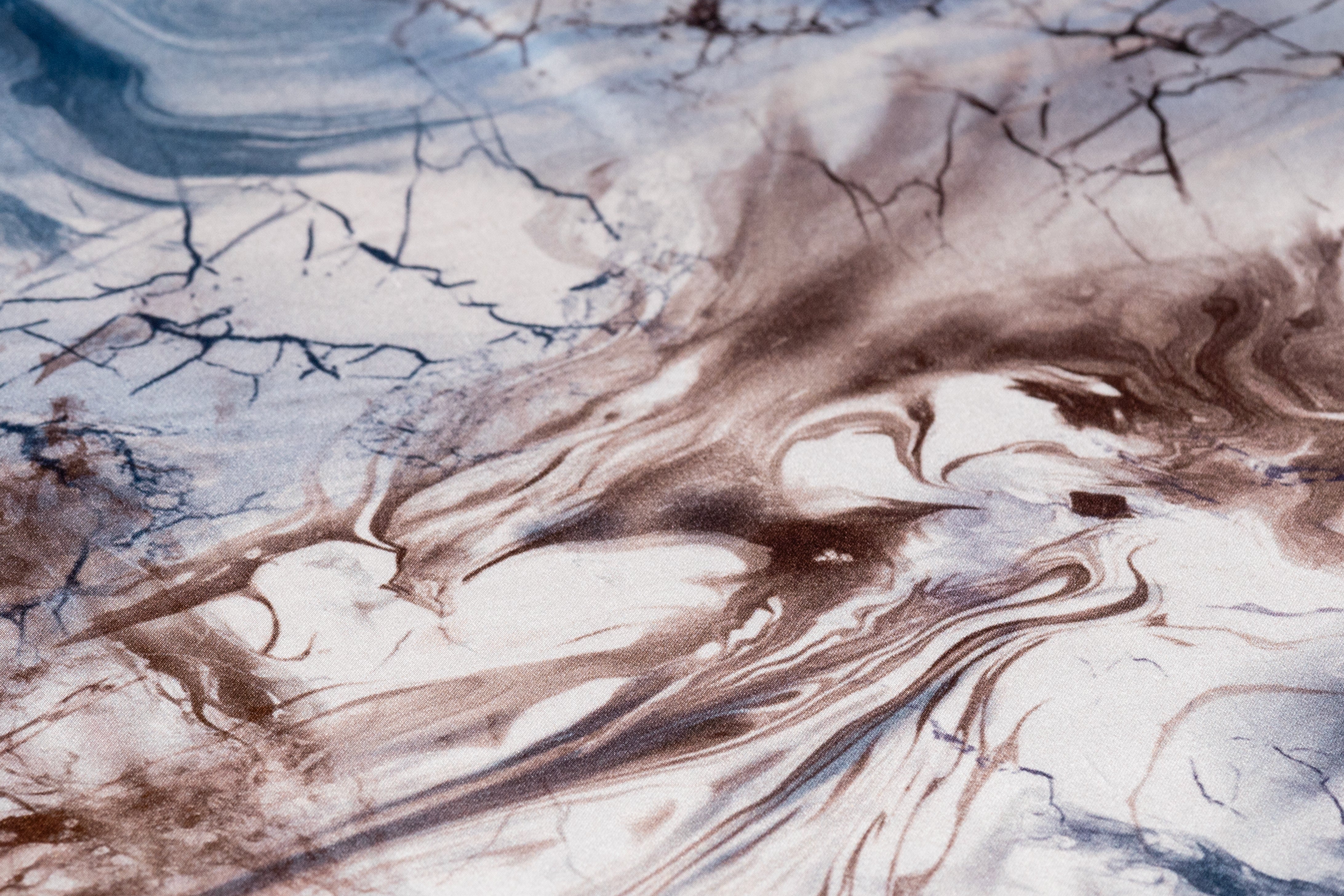 Abstract Italian Silk Charmeuse - Blue / Brown